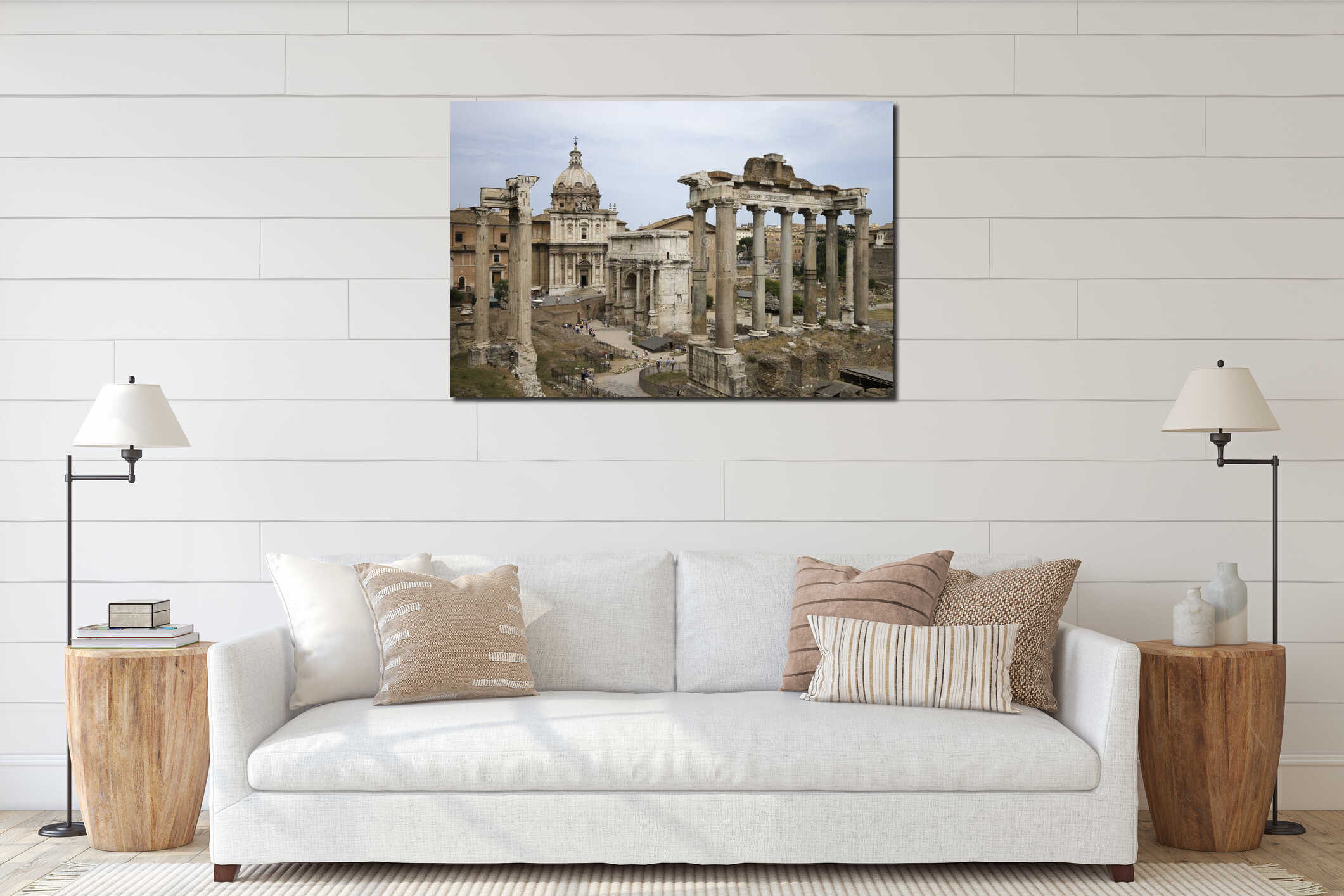 Roman Forum ruins in Italy. interior mockup