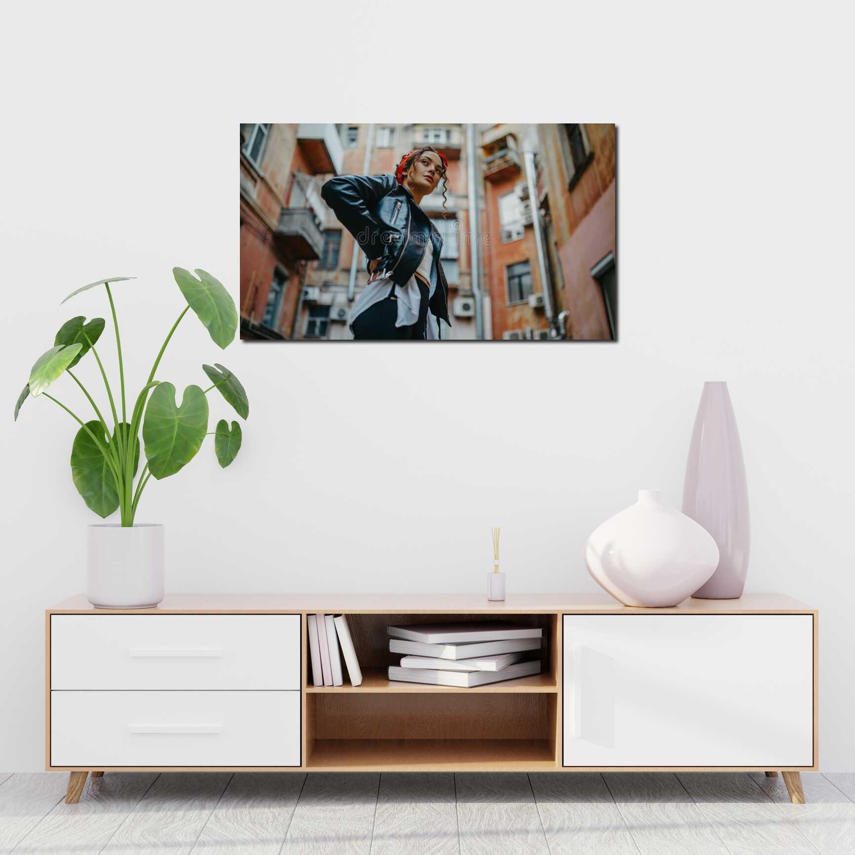 Canvas above sofa for size context