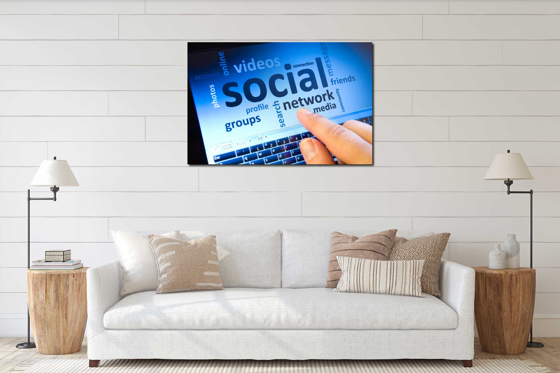 Canvas hanging interior mockup