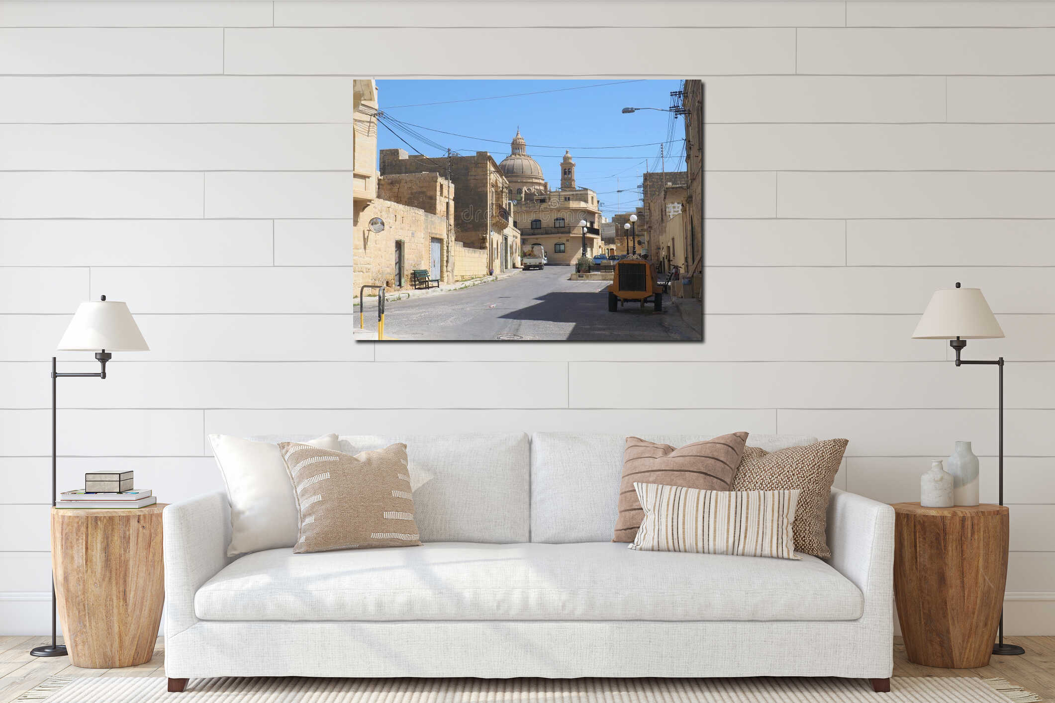Malta historic architecture in Mediterranean style interior mockup