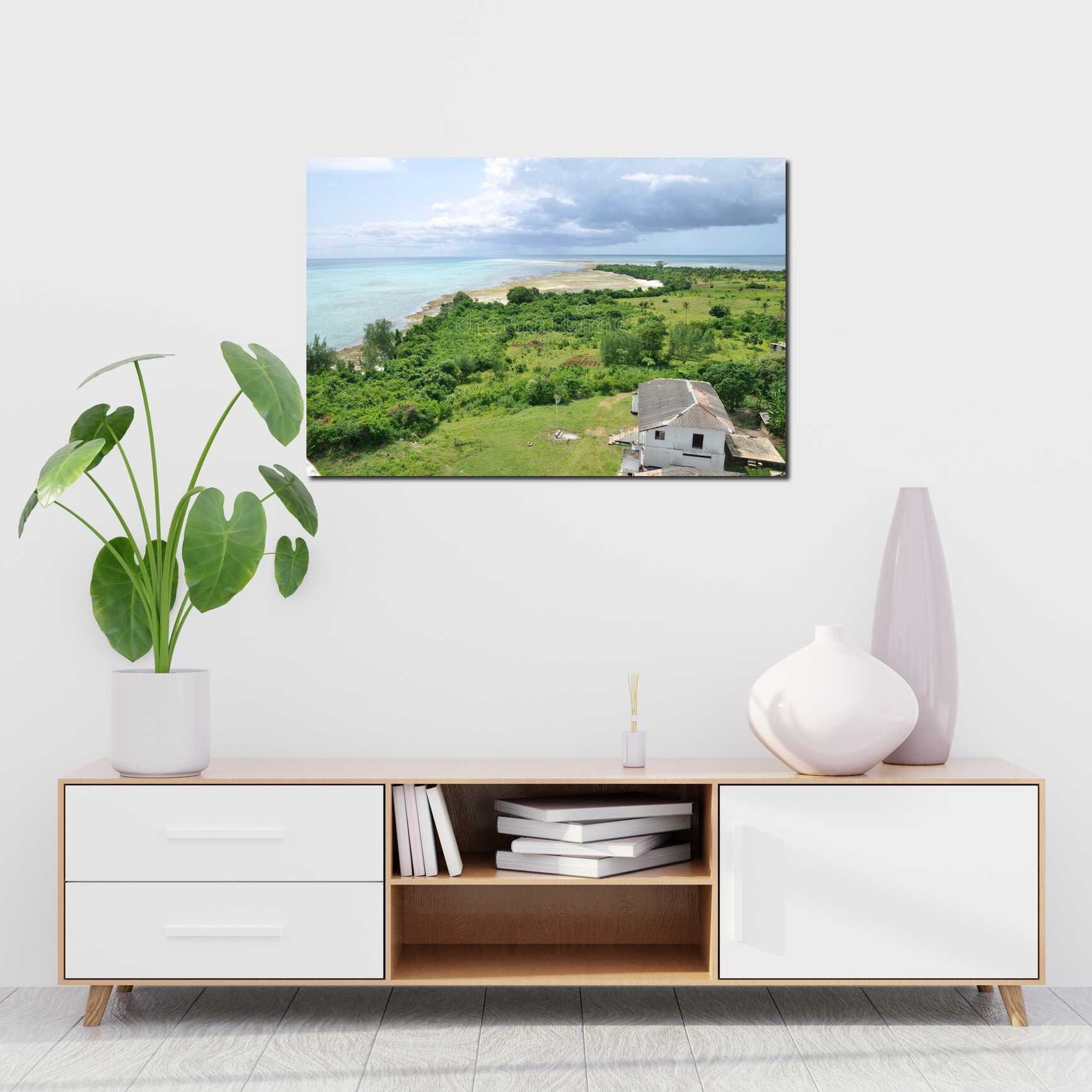 Canvas above sofa for size context