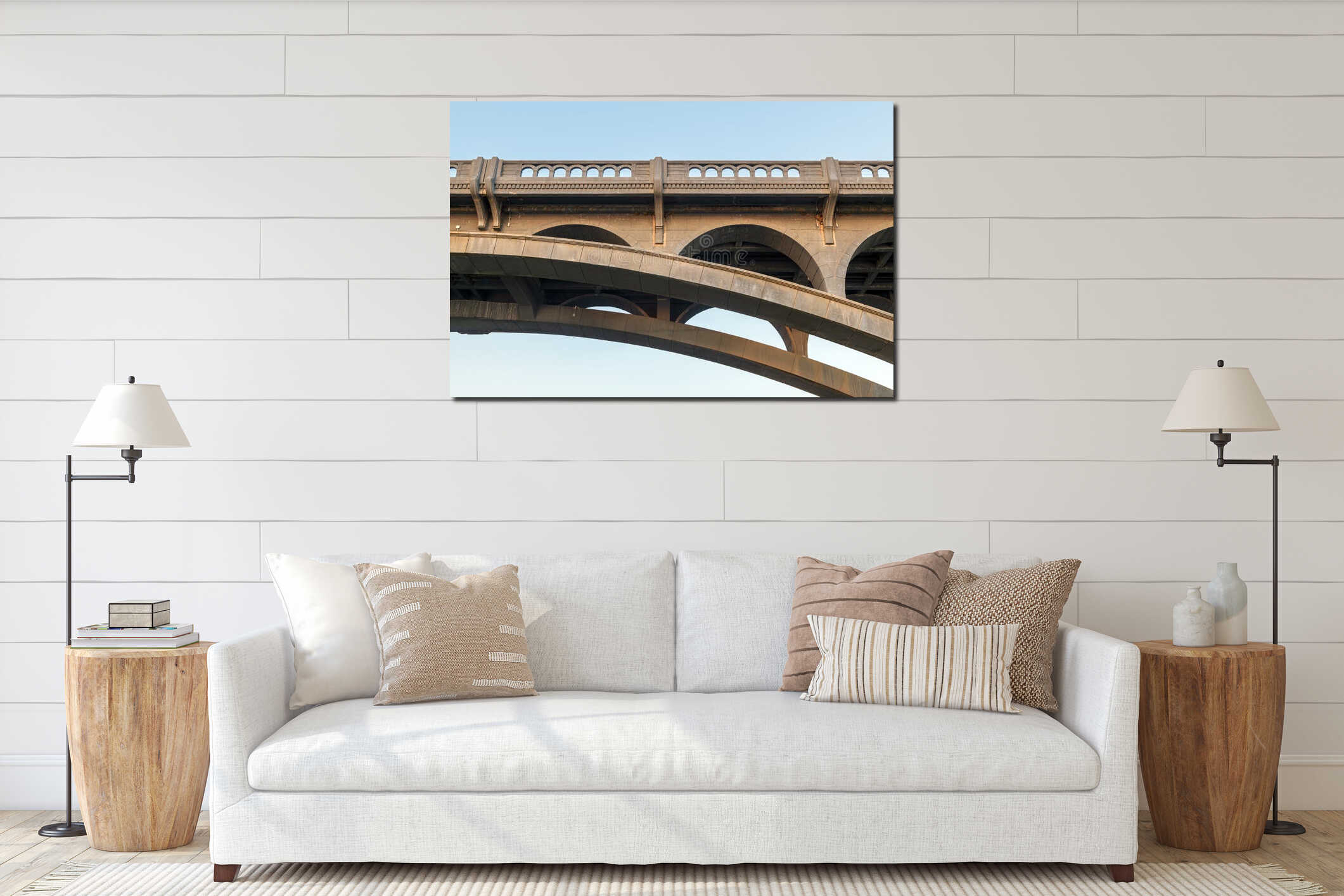 A section of the arch of the Rogue River Bridge at Gold Beach, Oregon, USA interior mockup