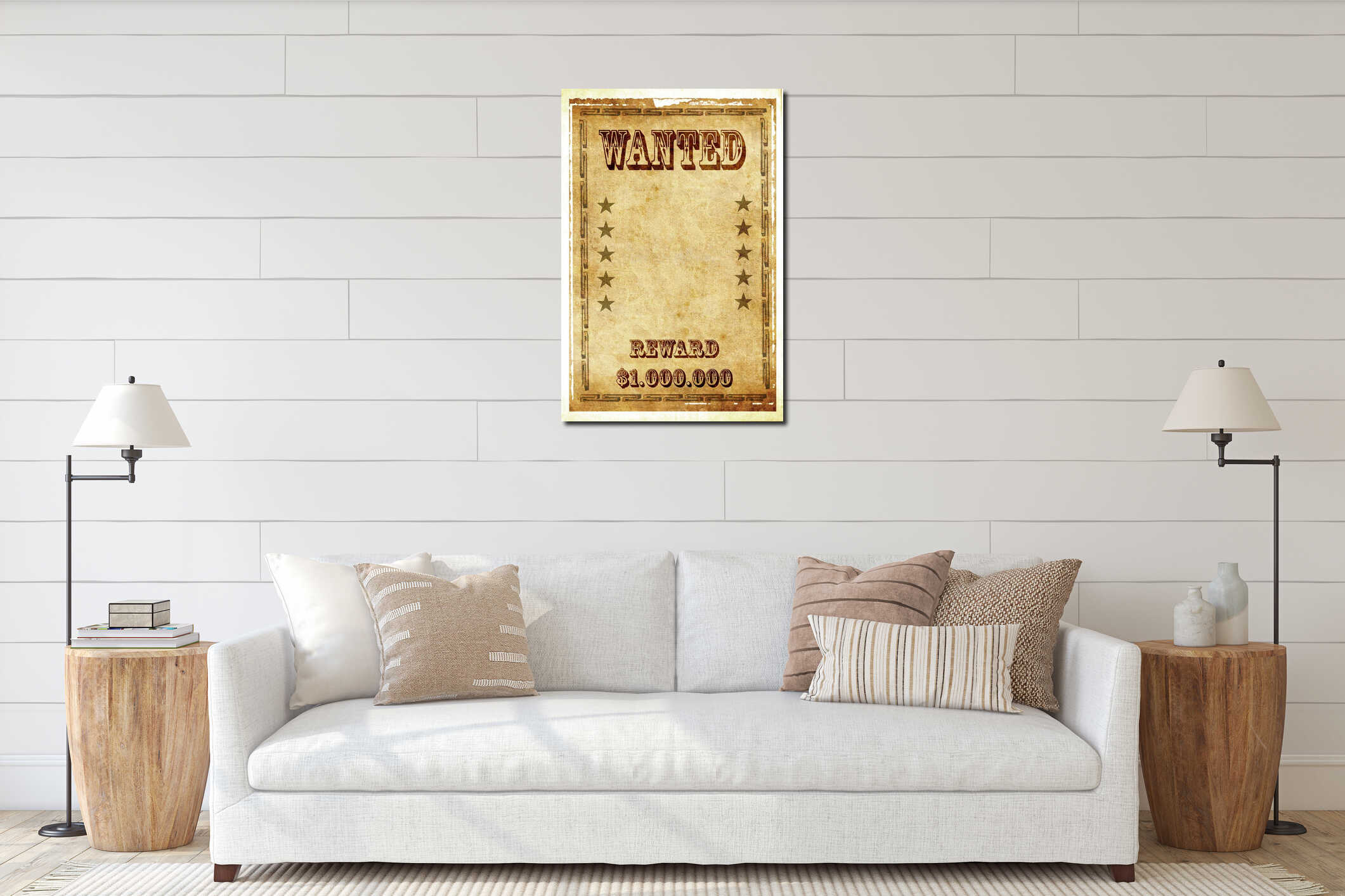 Canvas hanging interior mockup