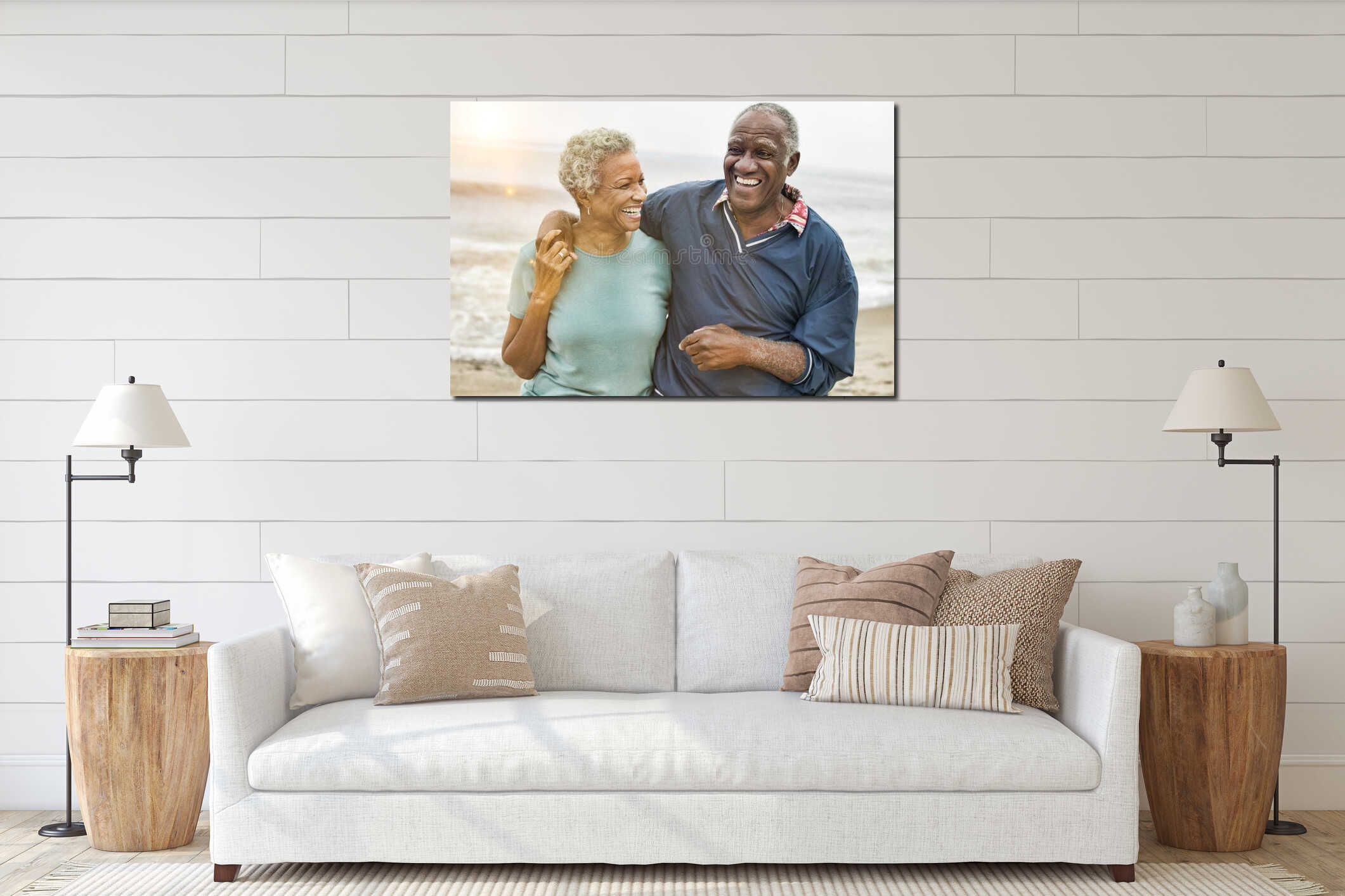 Happy Senior African American Couple on the Beach interior mockup