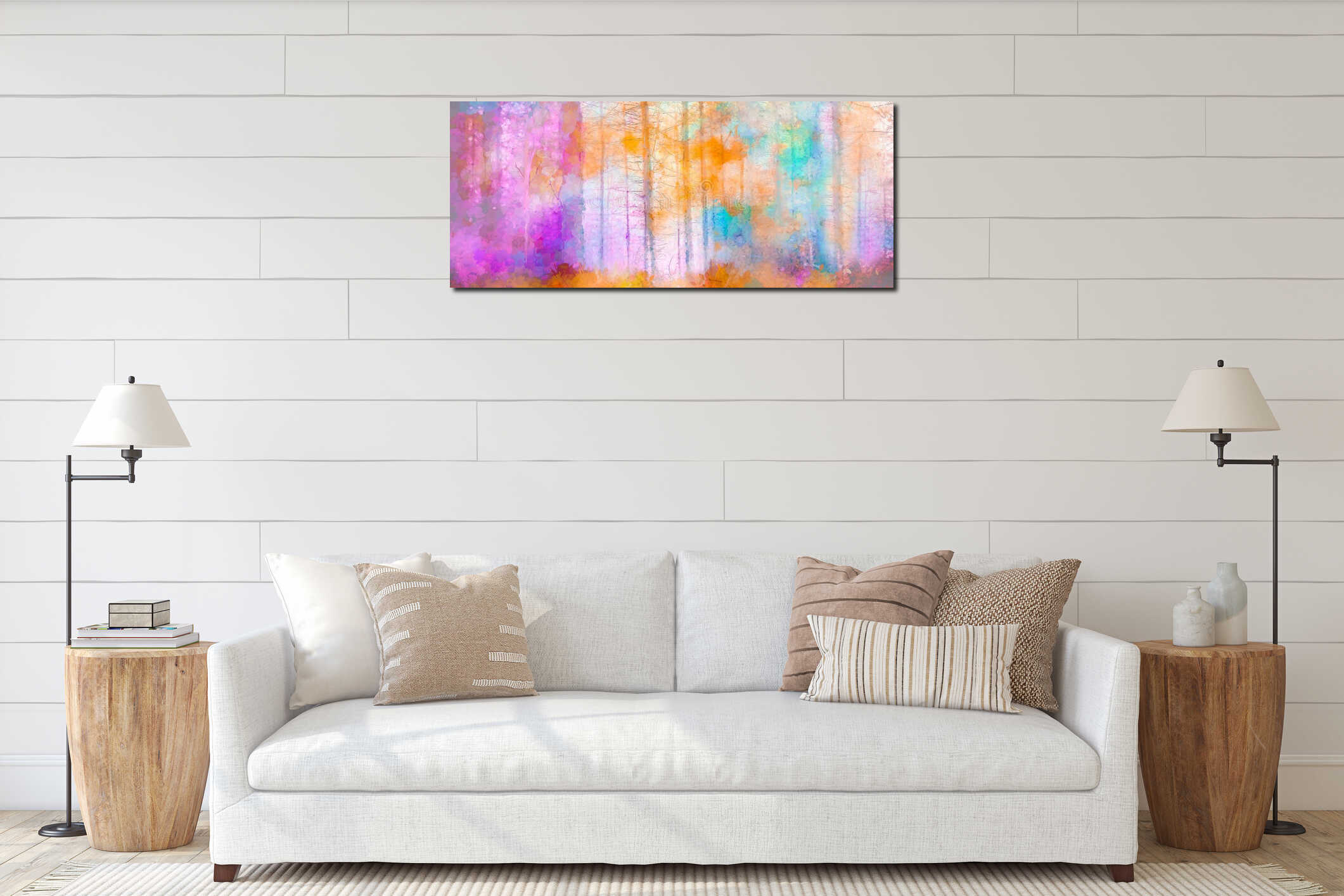 Canvas hanging interior mockup