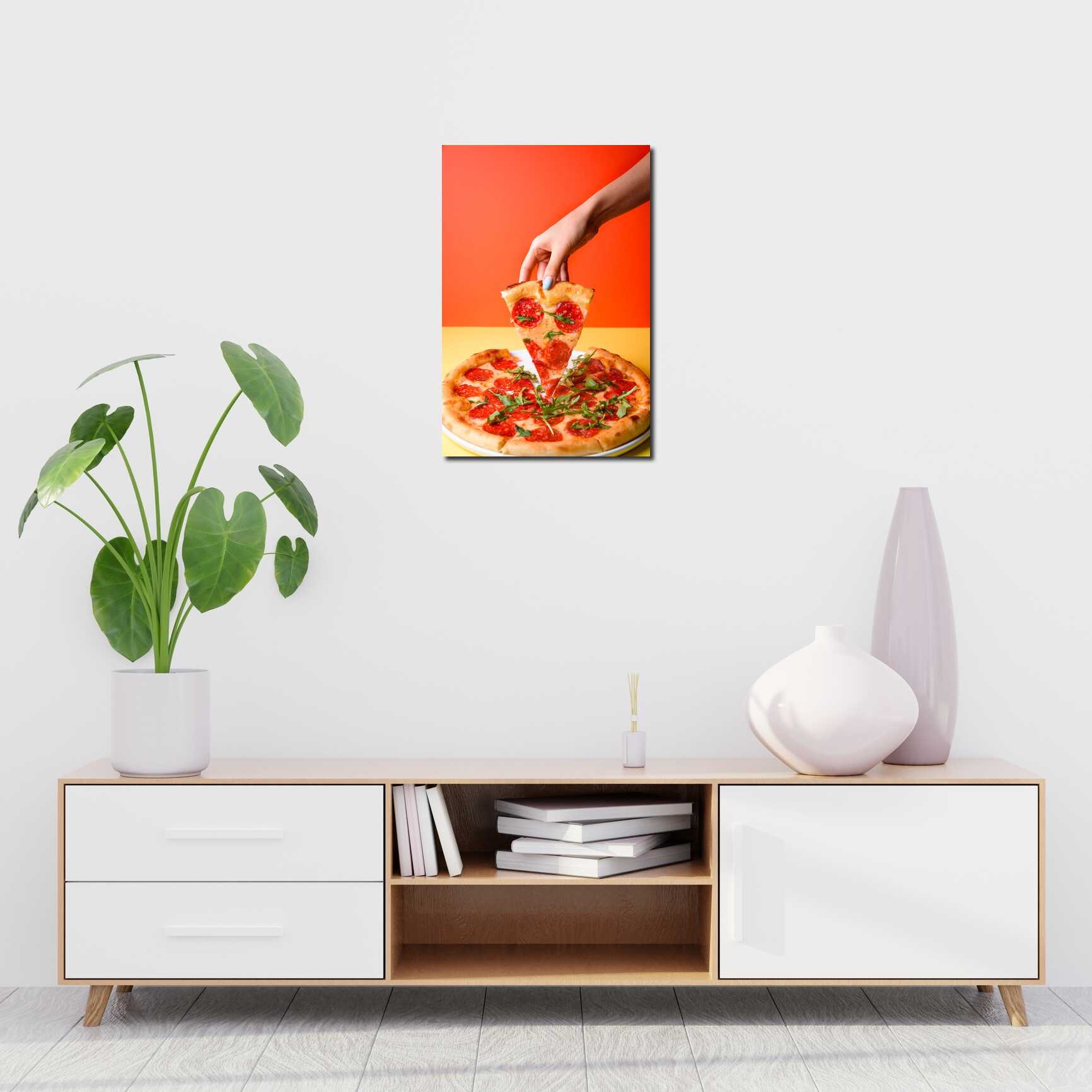 Canvas above sofa for size context