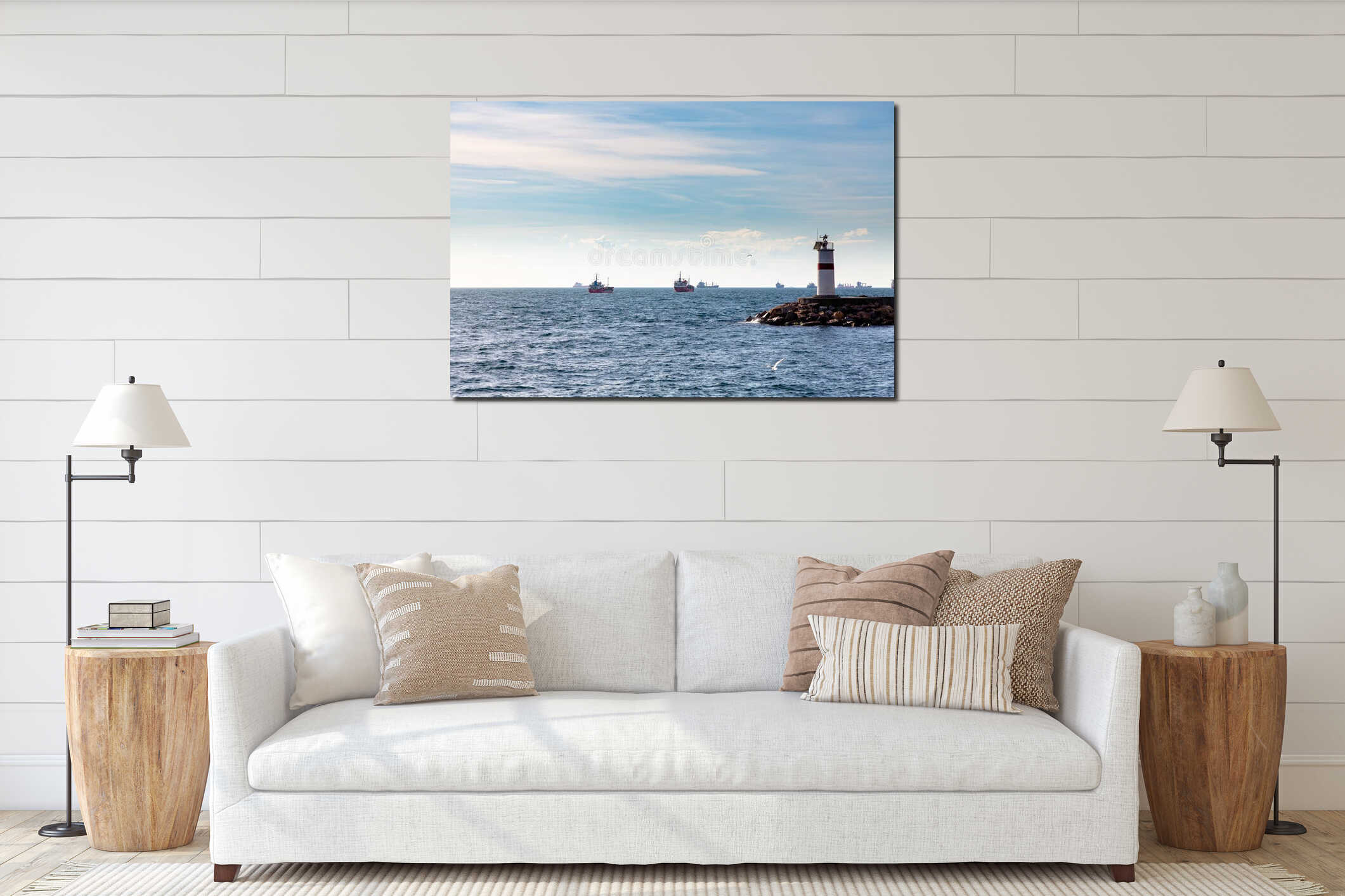 Ships are moored in the Black Sea waiting for passage through the Bosphorus Strait interior mockup