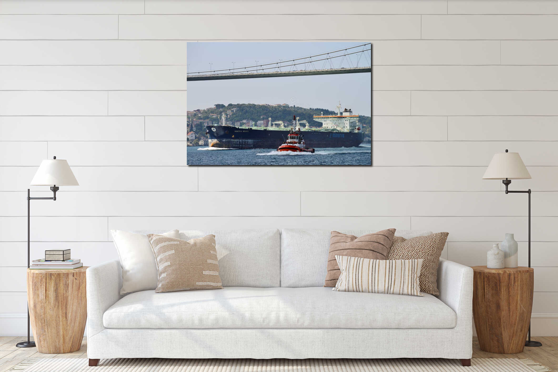 Ships in Bosporus Strait, Istanbul interior mockup