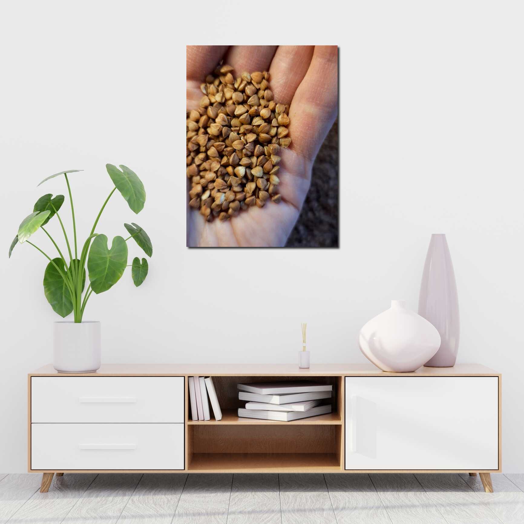 Canvas above sofa for size context