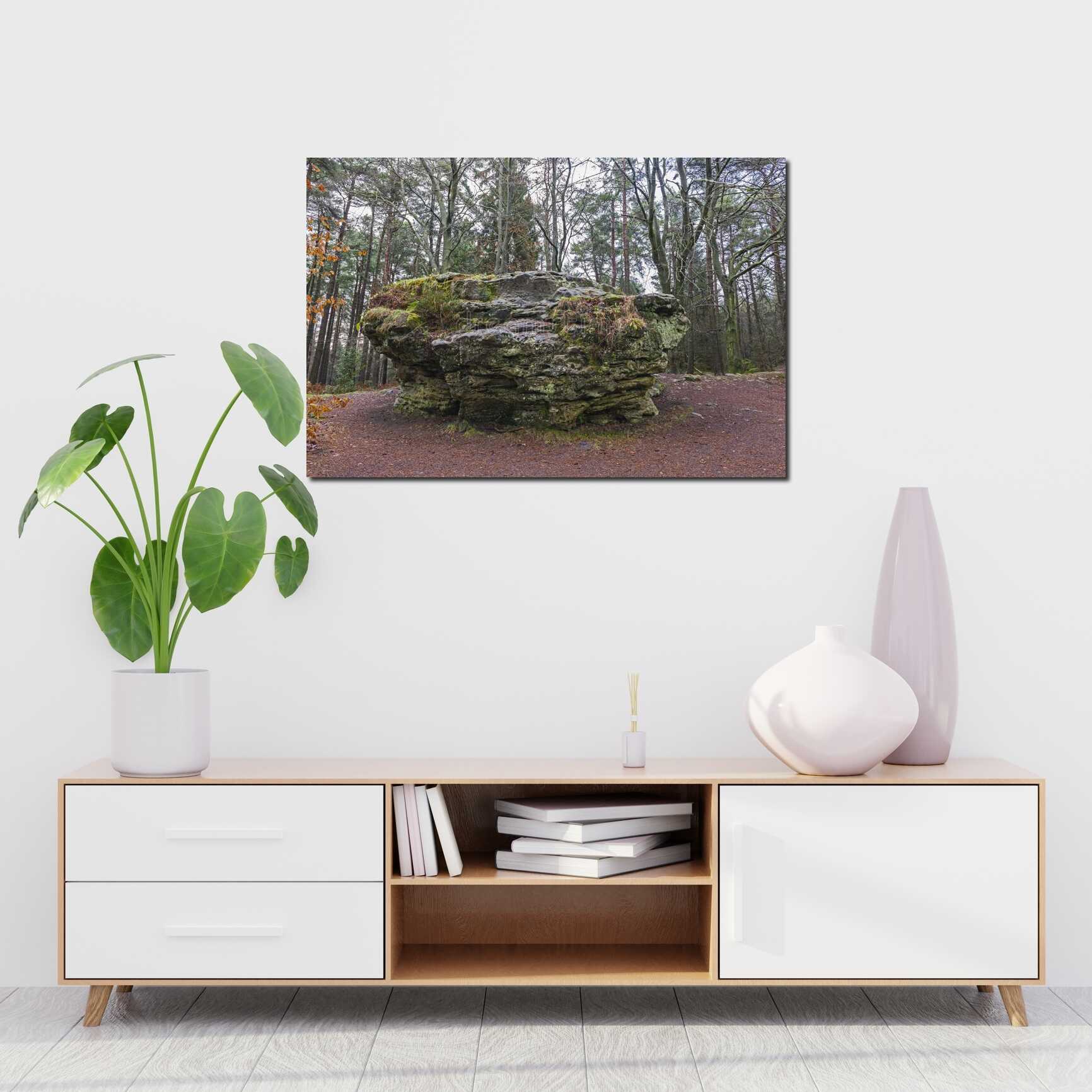 Canvas above sofa for size context