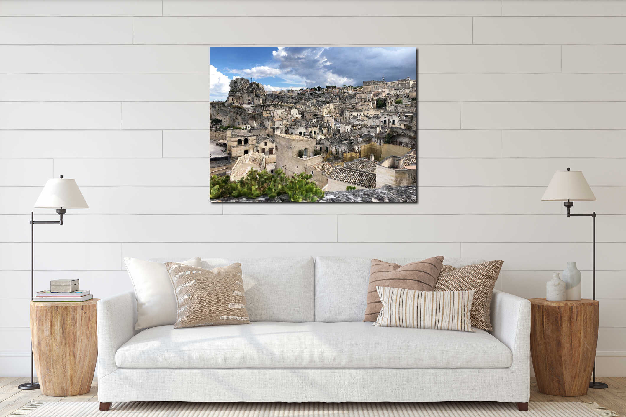 Sassi Matera ancient historical village panorama, Basilicata, Italy interior mockup
