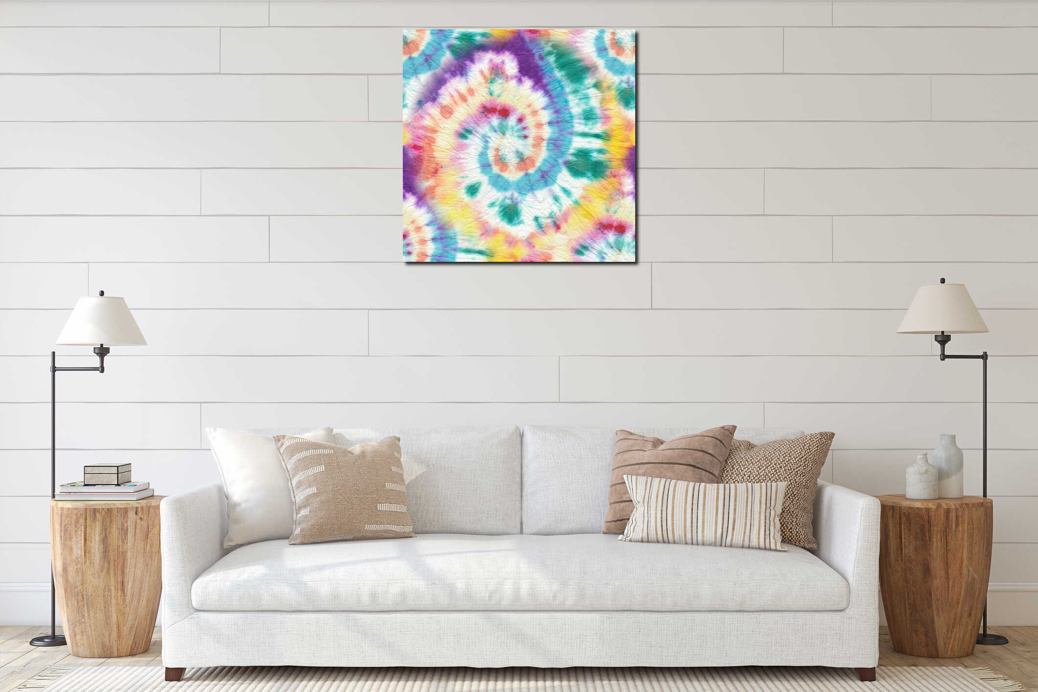 Dye Effect Seamless. Ethnic Pattern. Bohemian Floral Borders. Multicolor Tonal Prints. Graphic Texture. Multicolor Tie Dye Batik. interior mockup