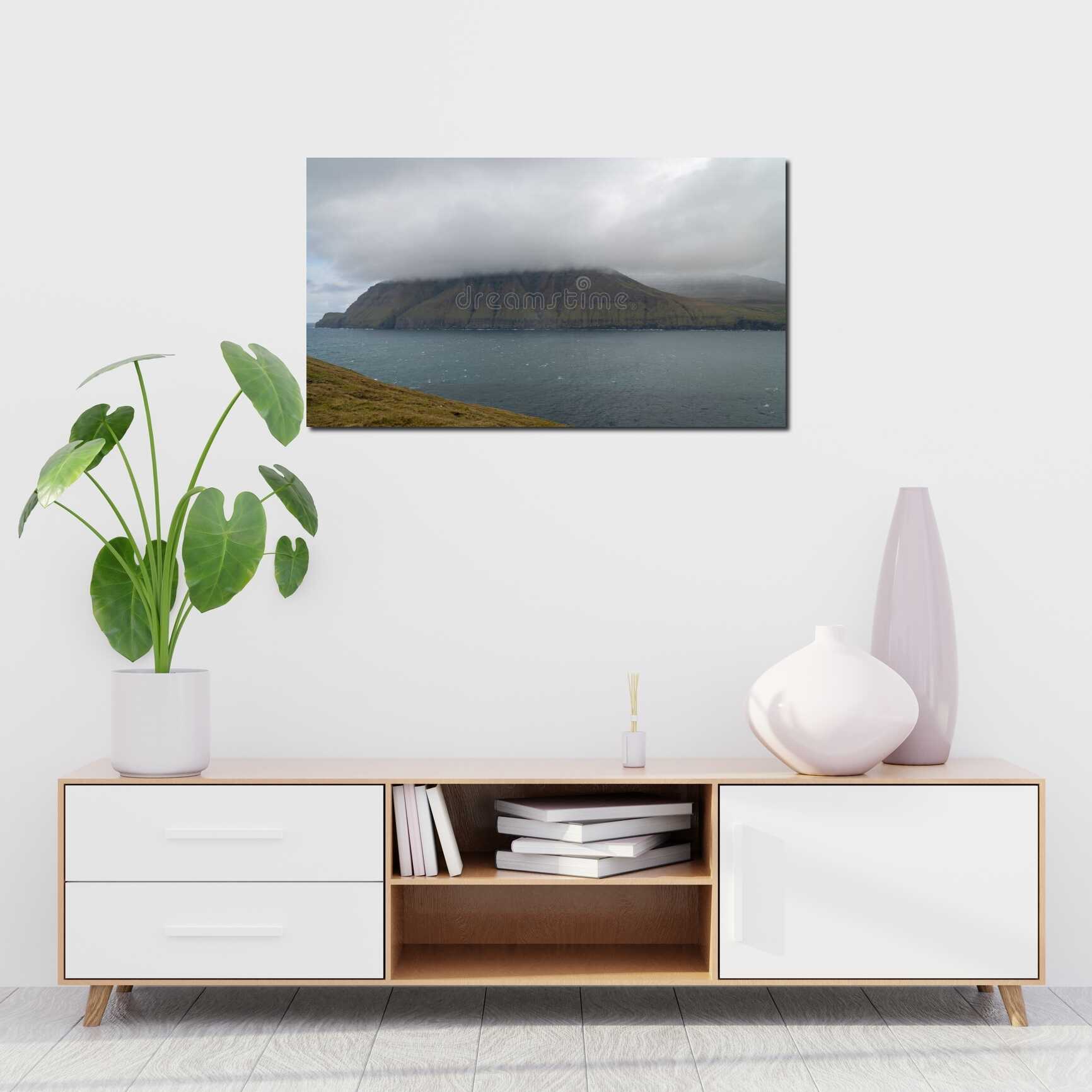 Canvas above sofa for size context