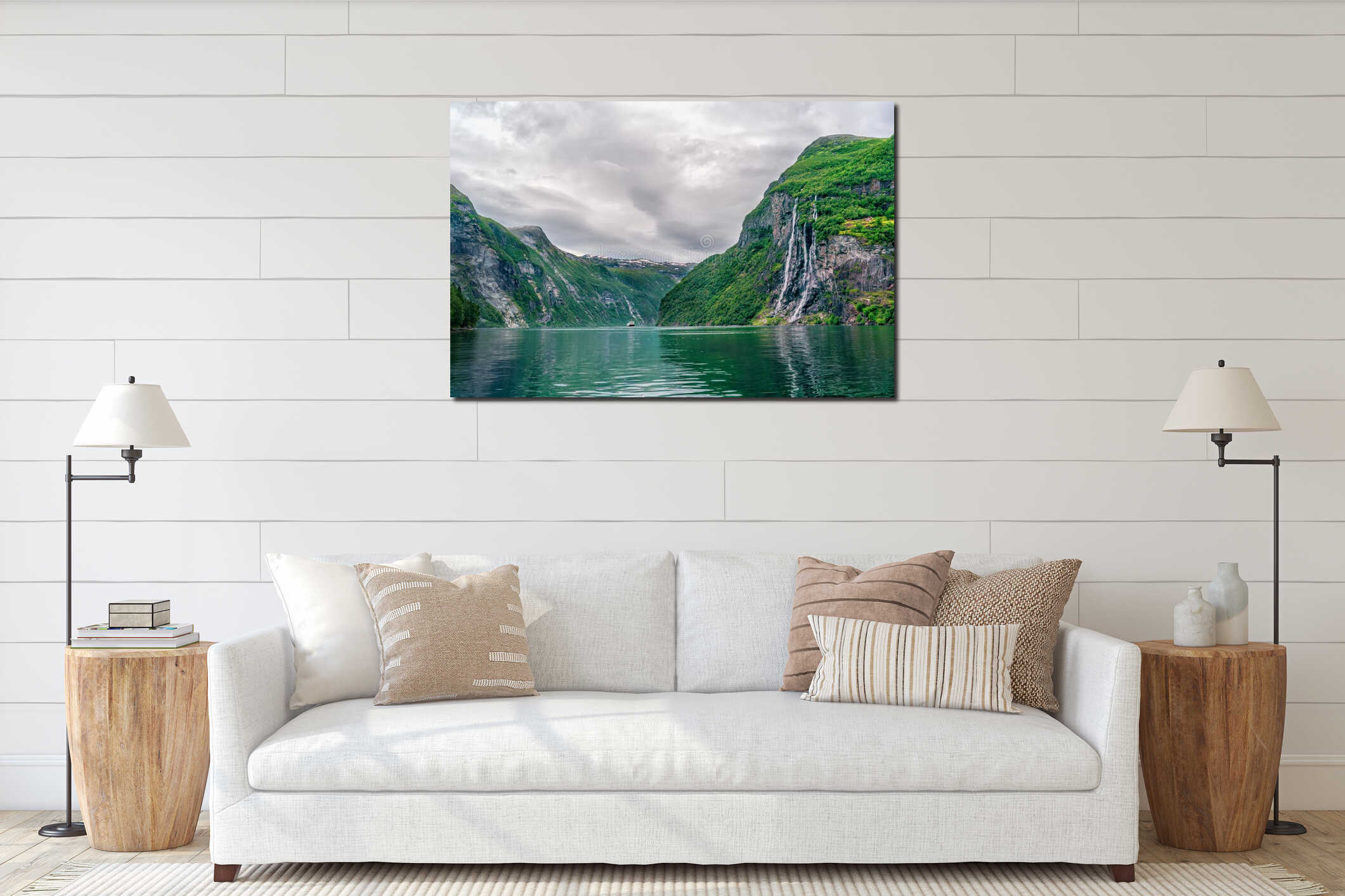 Norwegian landscape, scandinavia scenery, Norway interior mockup
