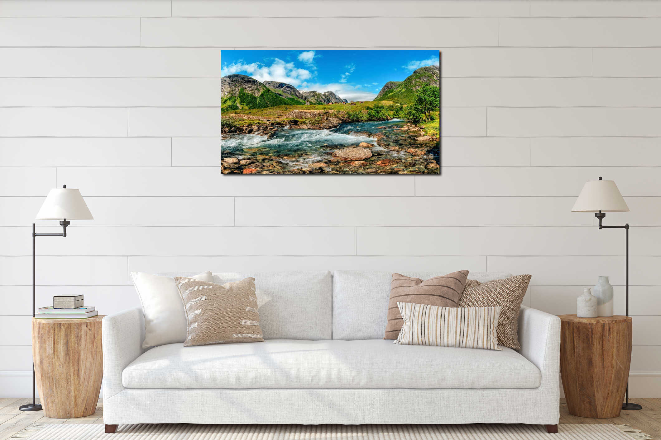 Norwegian landscape, scandinavia scenery, Norway interior mockup