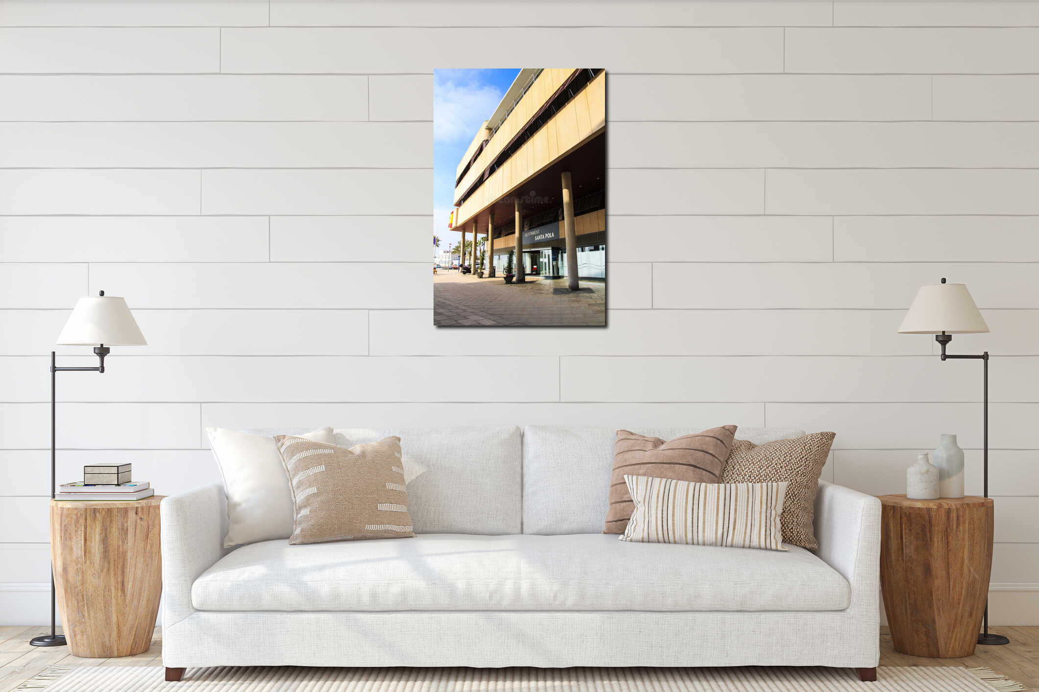 Facade of the city hall of Santa Pola interior mockup