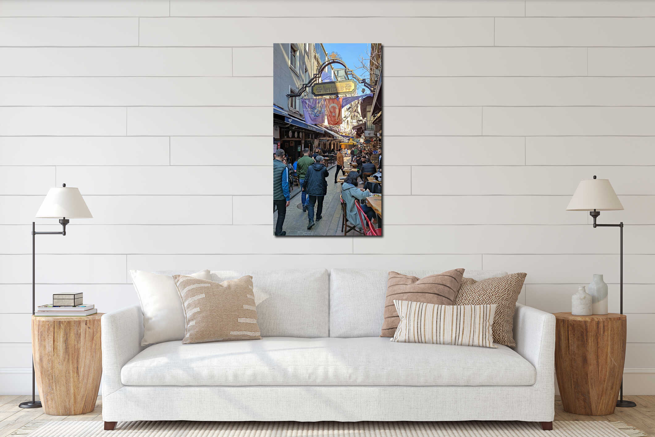 ISTANBUL, TURKEY - MARCH 10, 2021: Nevizade Street in Beyoglu neighborhood in Istanbul interior mockup