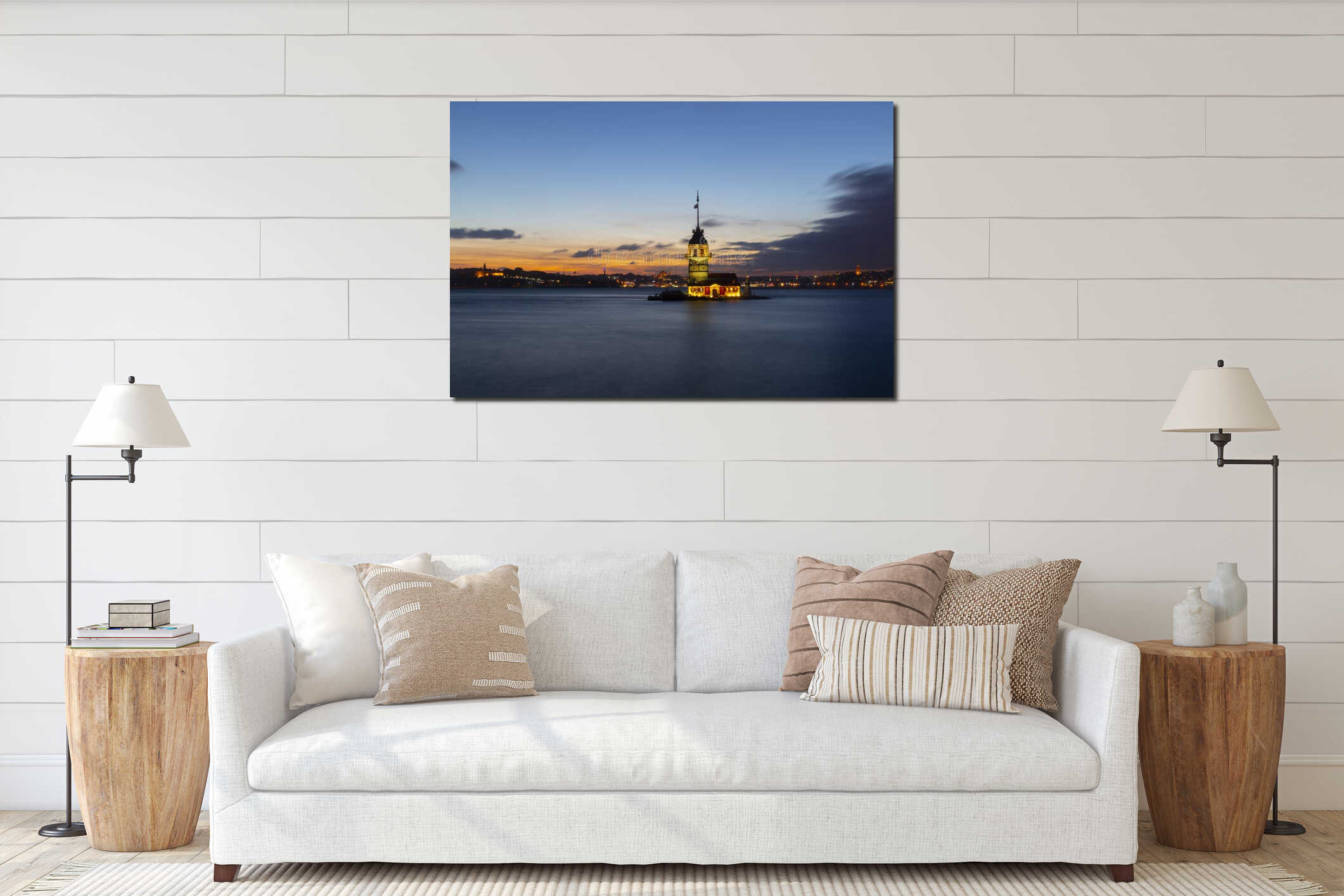 Maiden`s Tower is a structure built on a small islet off Salacak offshore of the Bosphorus, interior mockup