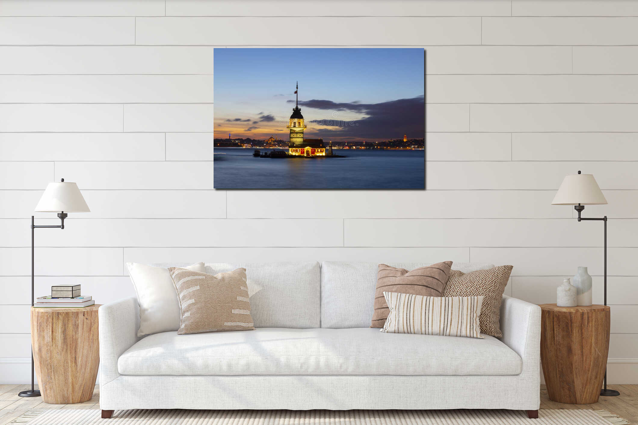 Maiden`s Tower is a structure built on a small islet off Salacak offshore of the Bosphorus, interior mockup