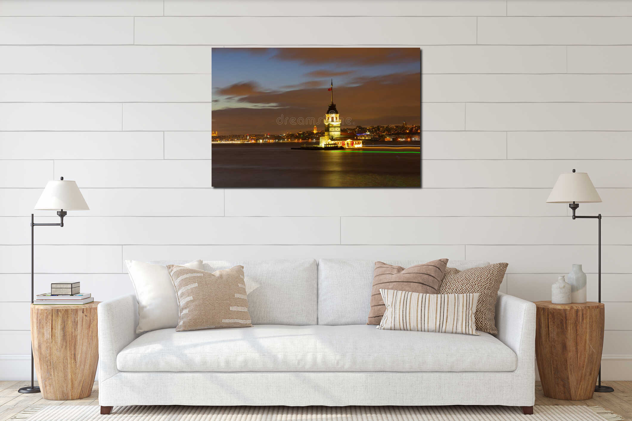 Maiden`s Tower is a structure built on a small islet off Salacak offshore of the Bosphorus, interior mockup