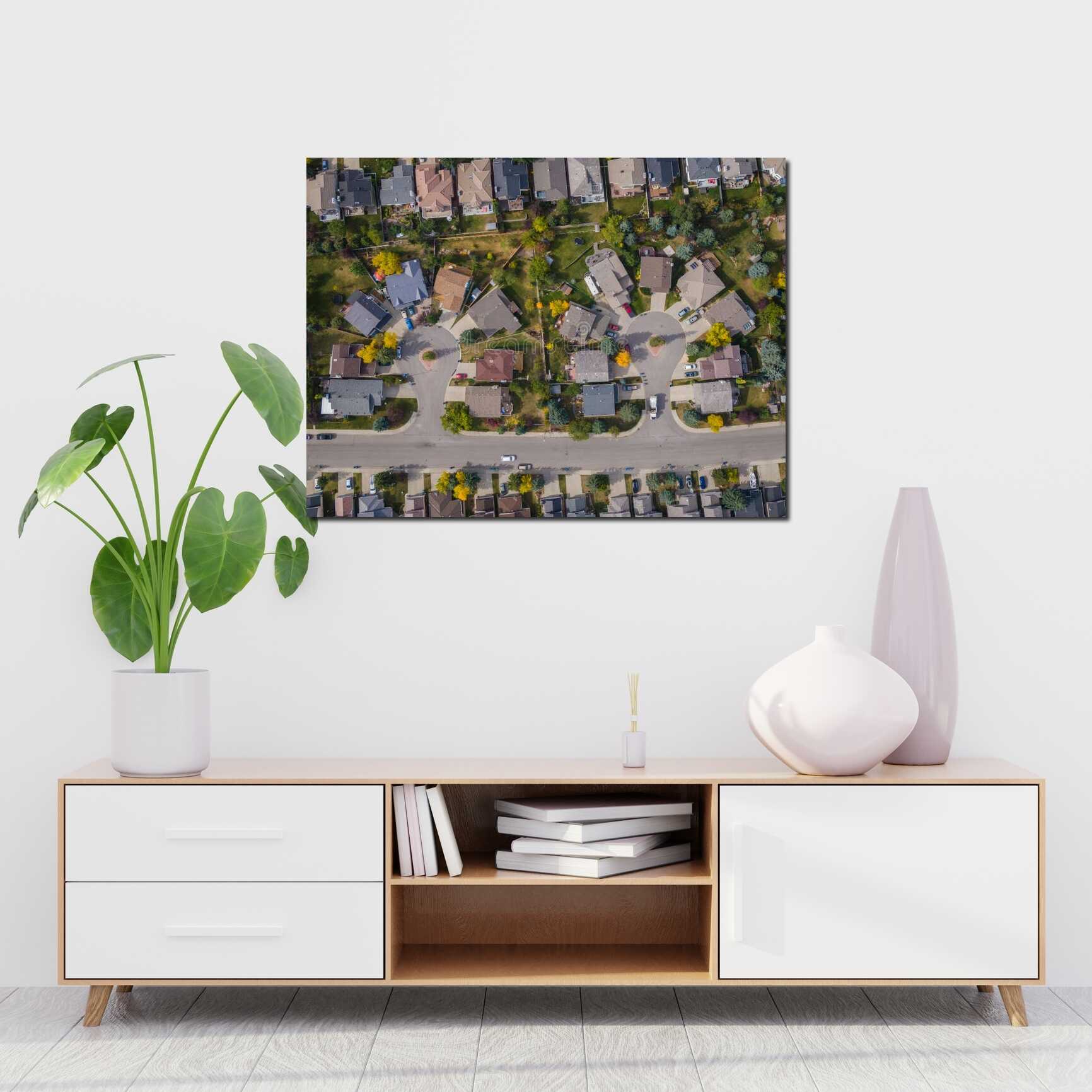 Canvas above sofa for size context