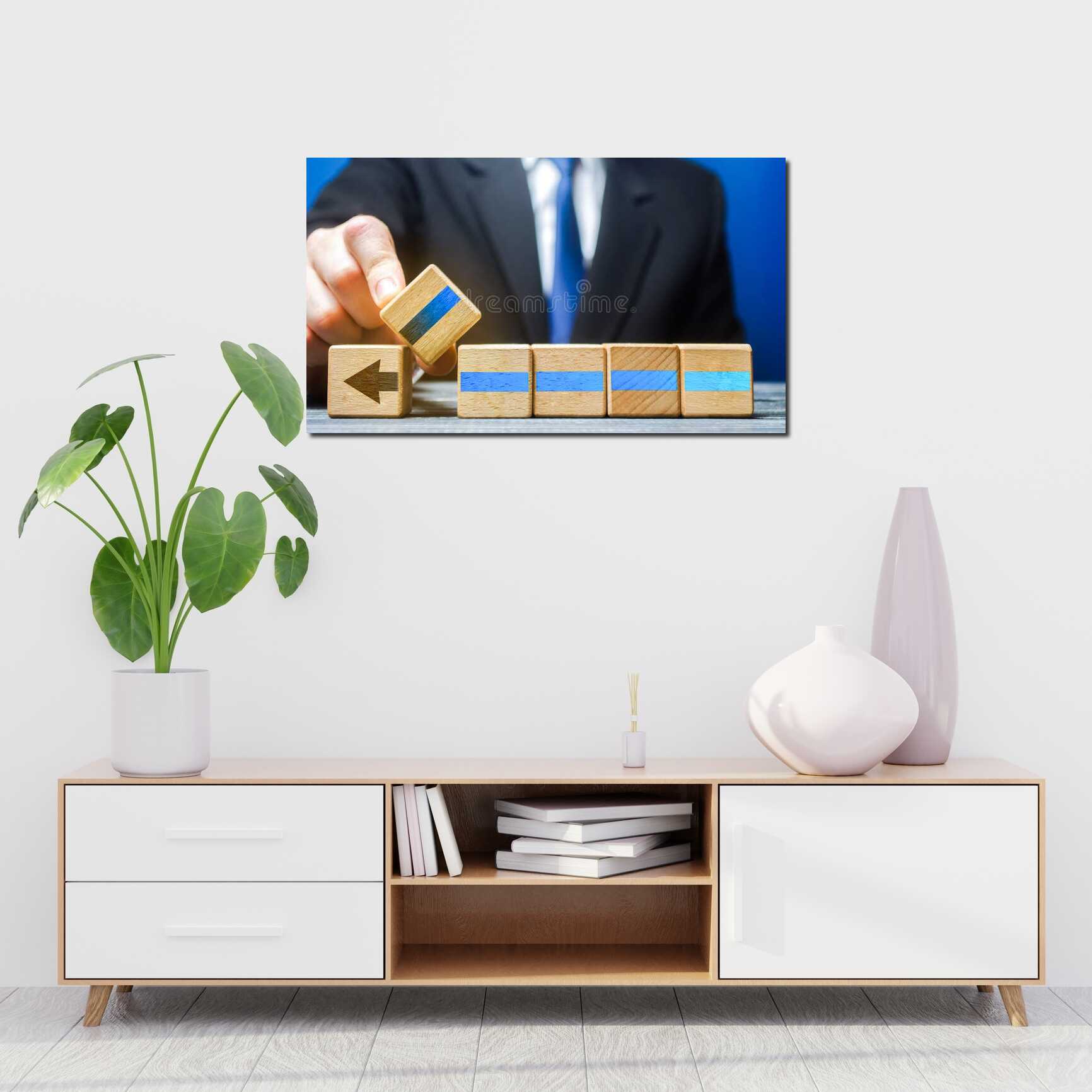 Canvas above sofa for size context