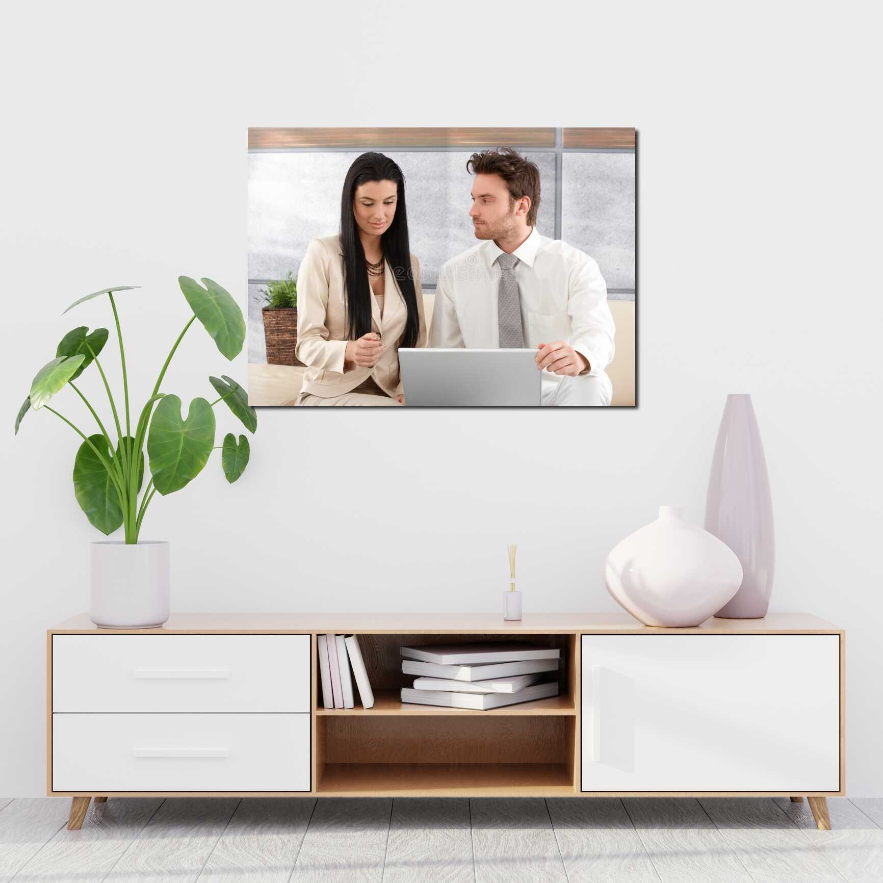 Canvas above sofa for size context