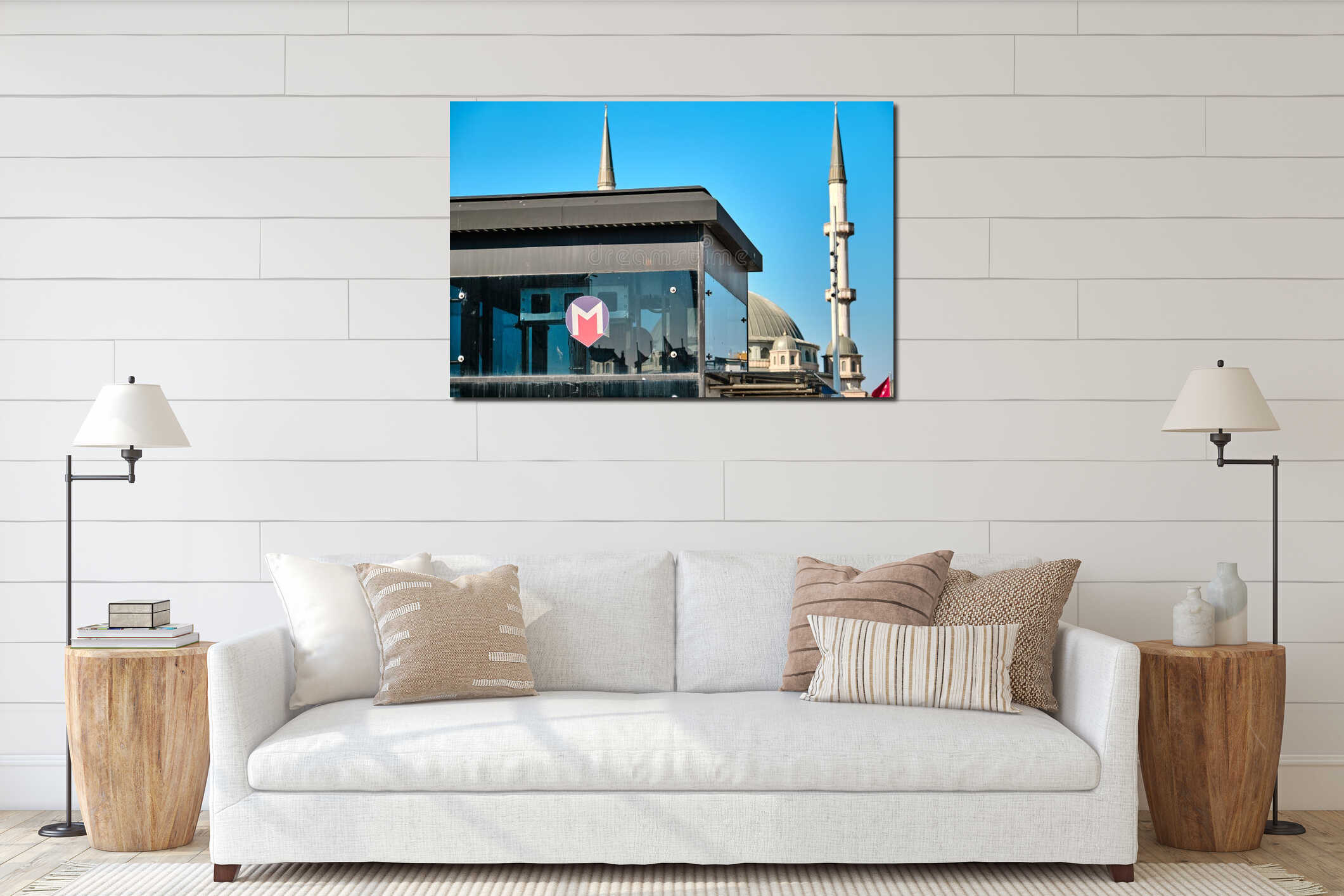 Istanbul subway metro Marmaray train station and sigh with taksim mosque interior mockup