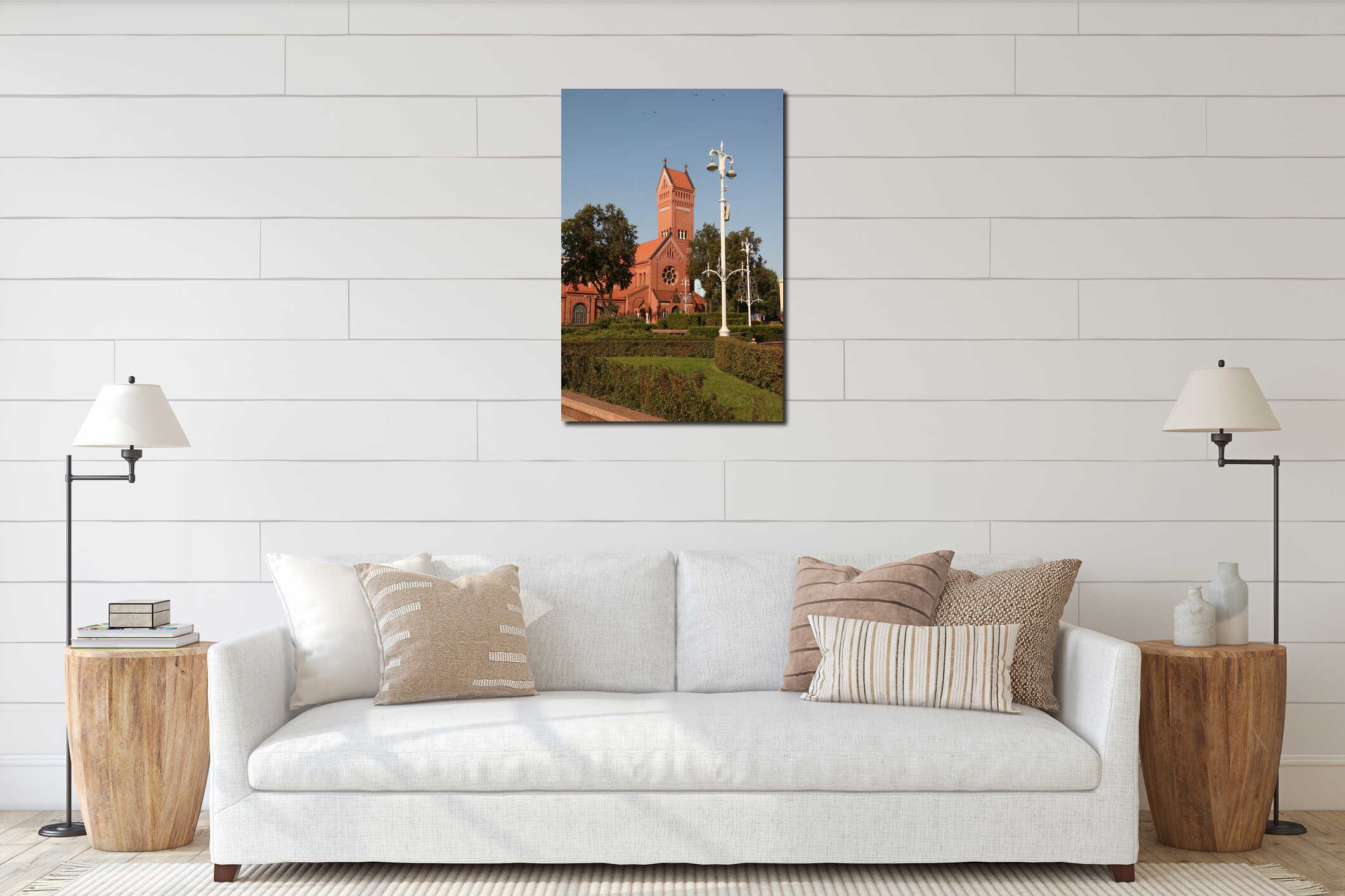 Red church interior mockup