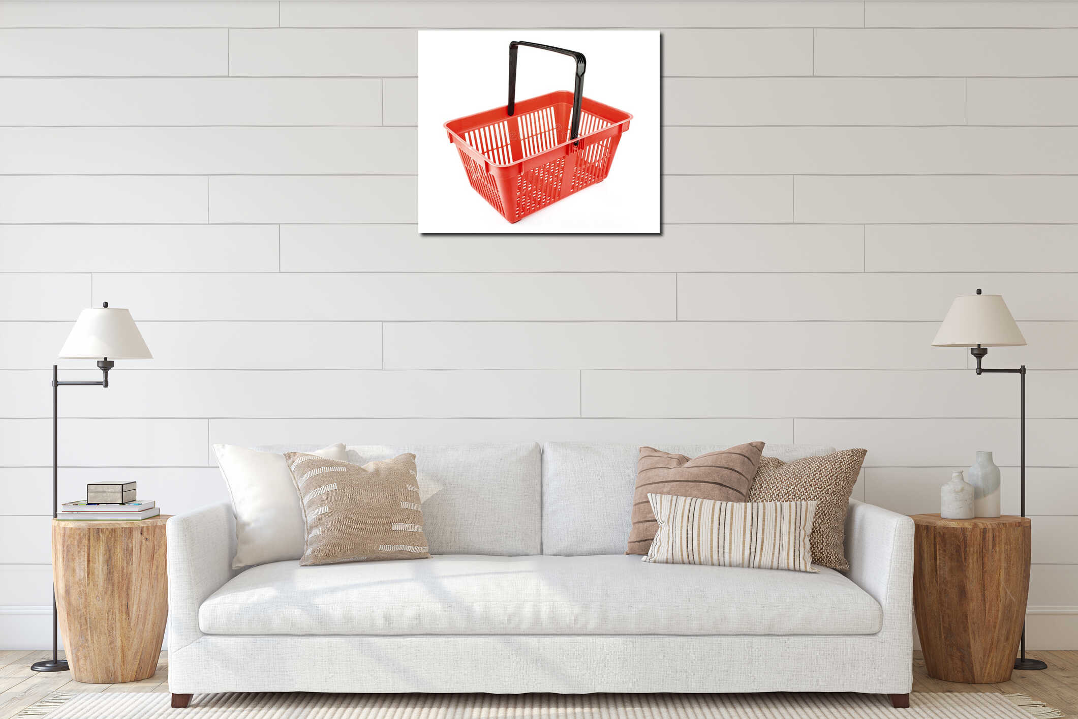 Empty shopping basket interior mockup