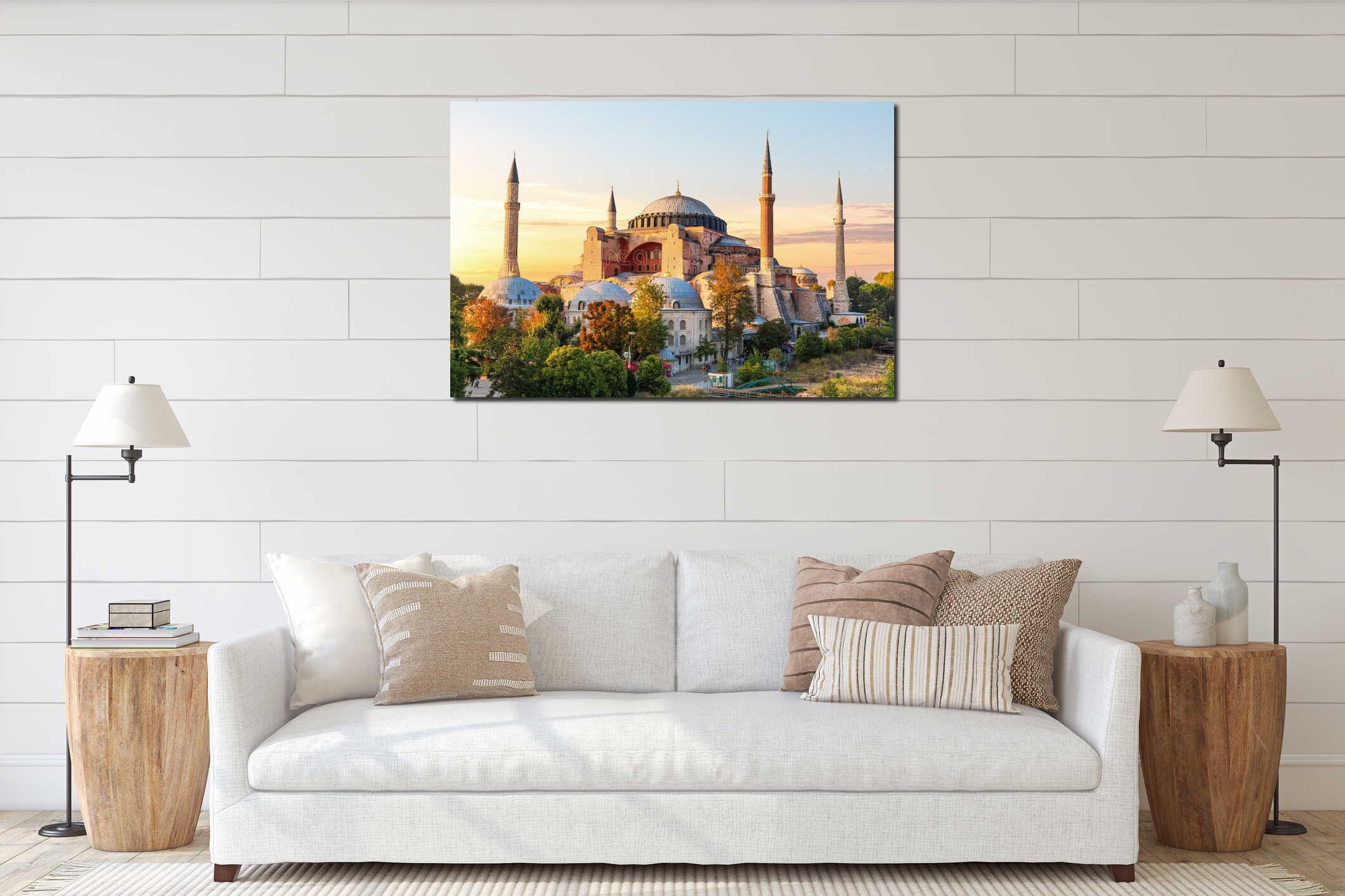 Famous Hagia Sophia Mosque at sunset, Istanbul, Turkey interior mockup