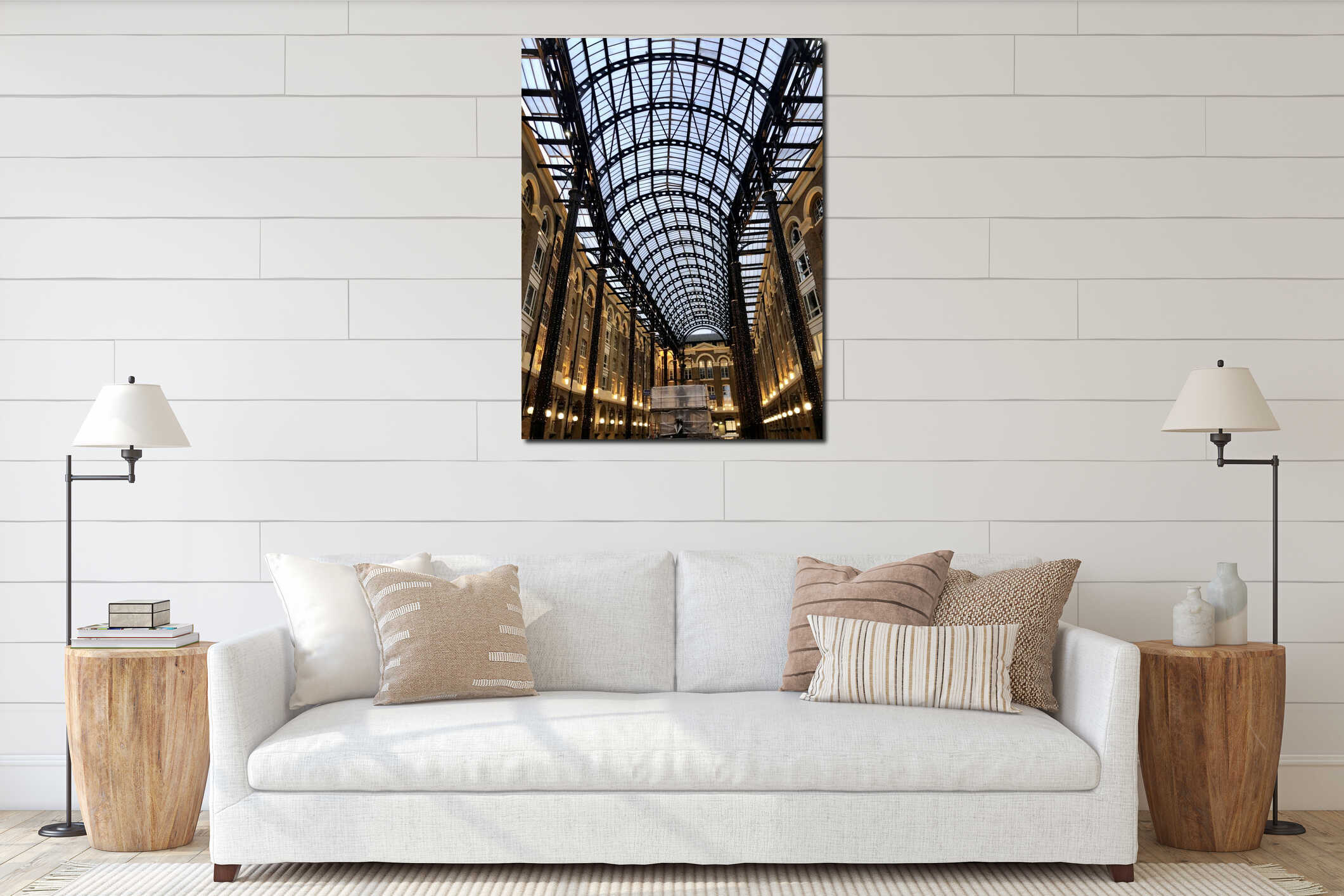 London, United Kingdom - January 26, 2019: Hay's Galleria, shopping center in Southwark interior mockup