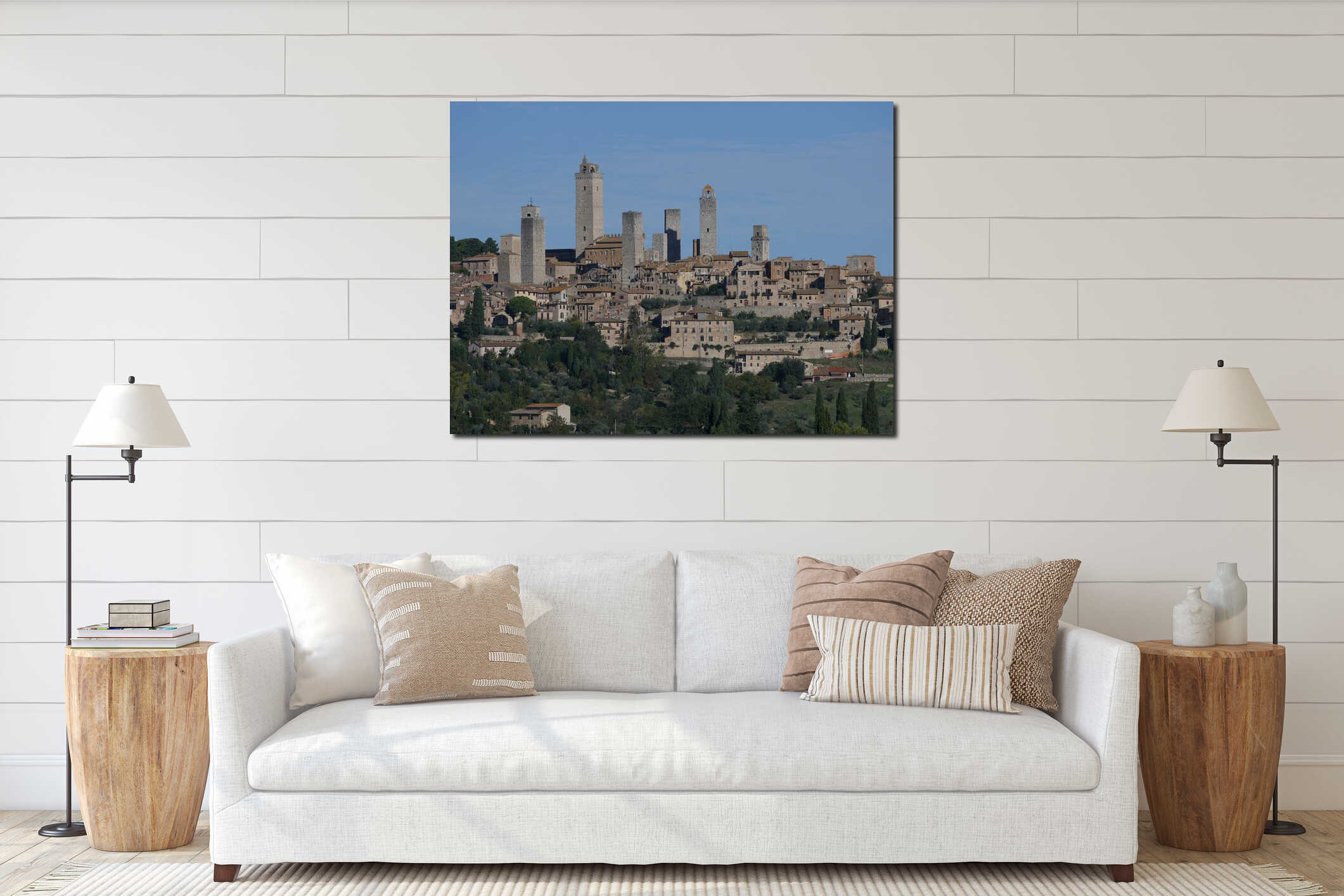 Panorama of San Gimignano interior mockup