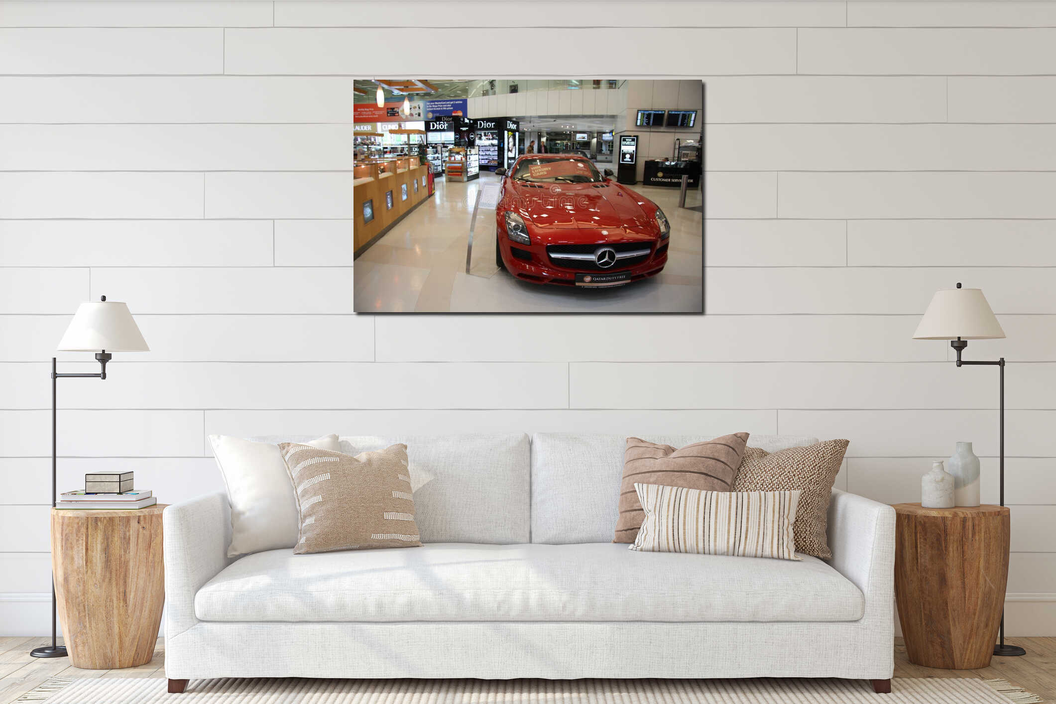 Duty free shop in Doha airport interior mockup