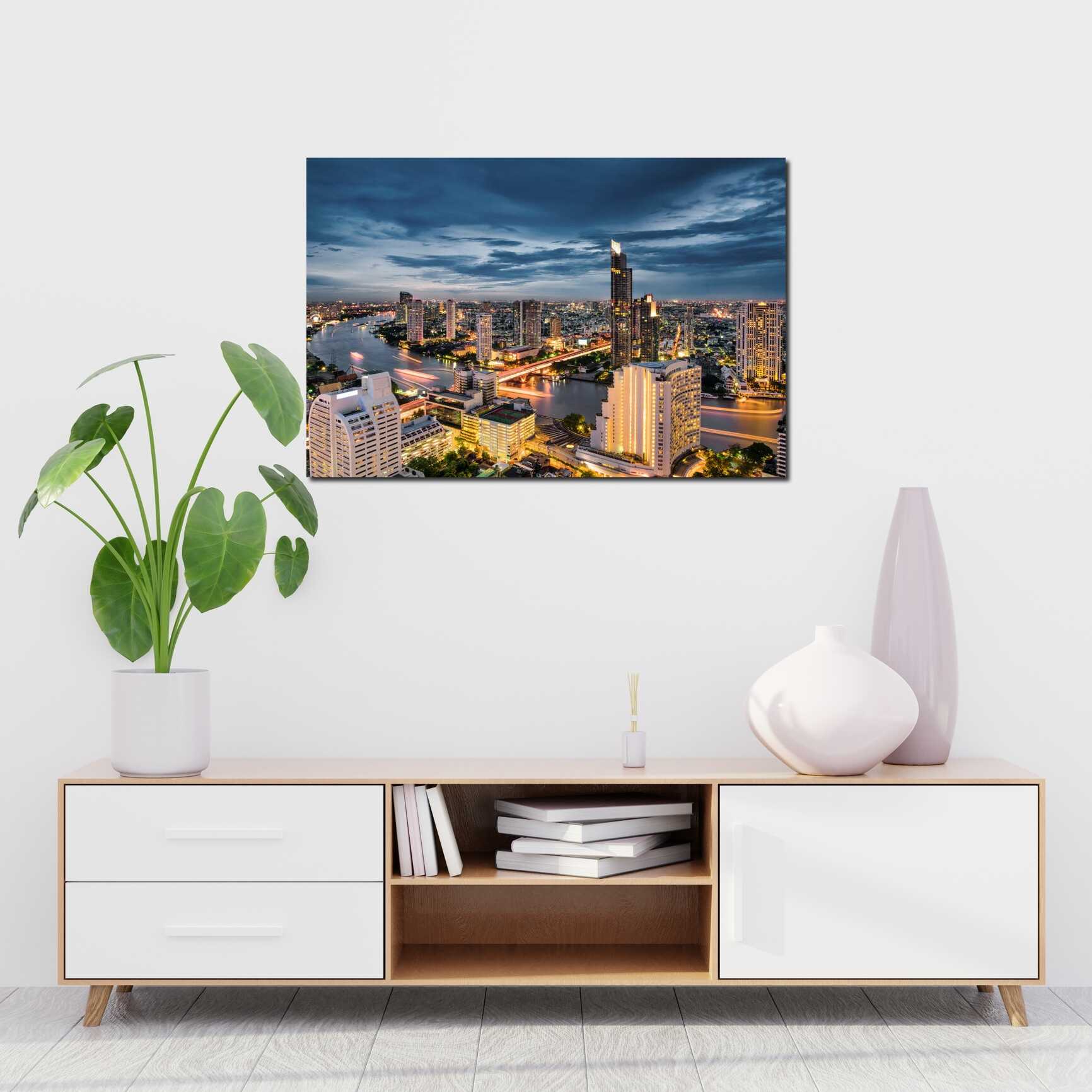 Canvas above sofa for size context