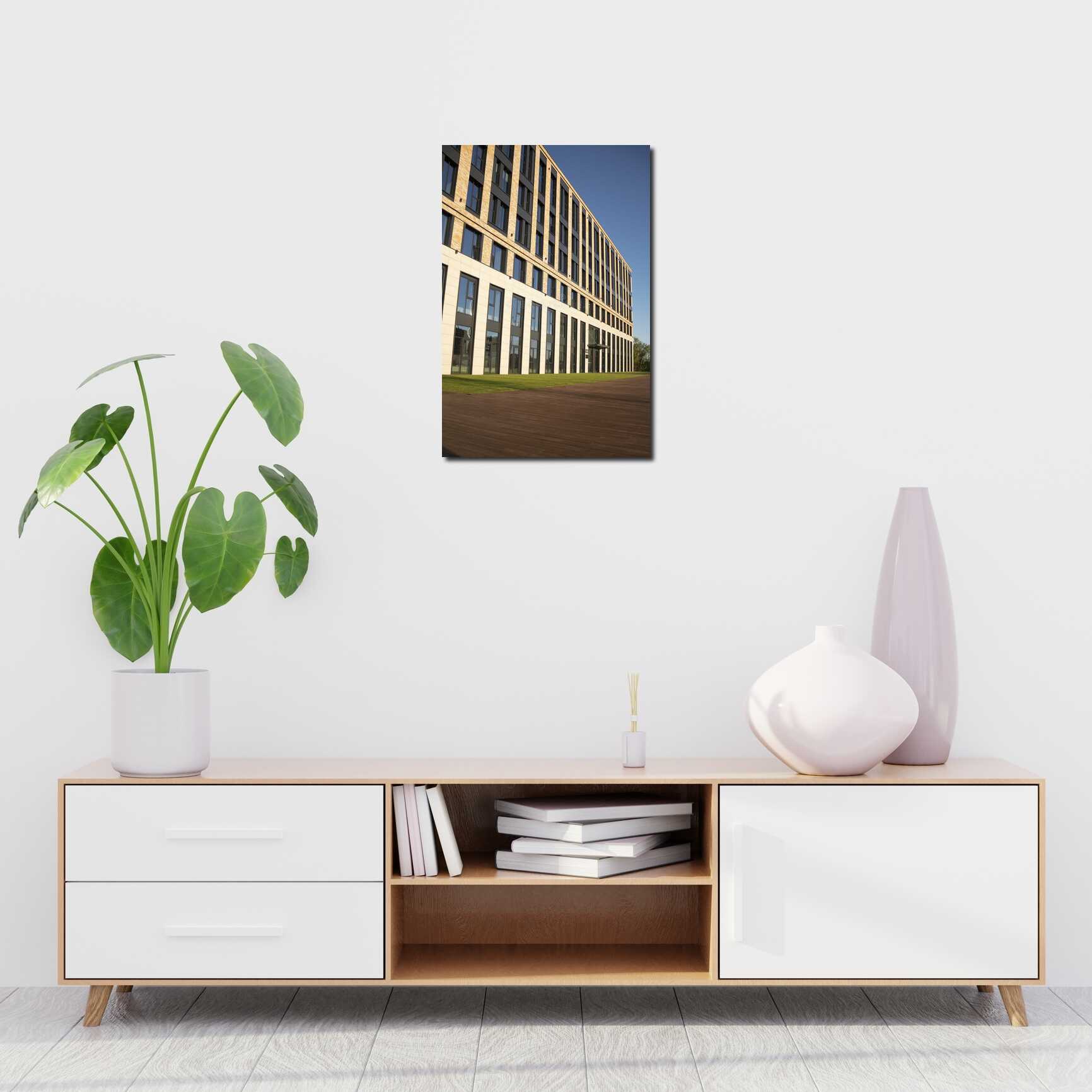 Canvas above sofa for size context