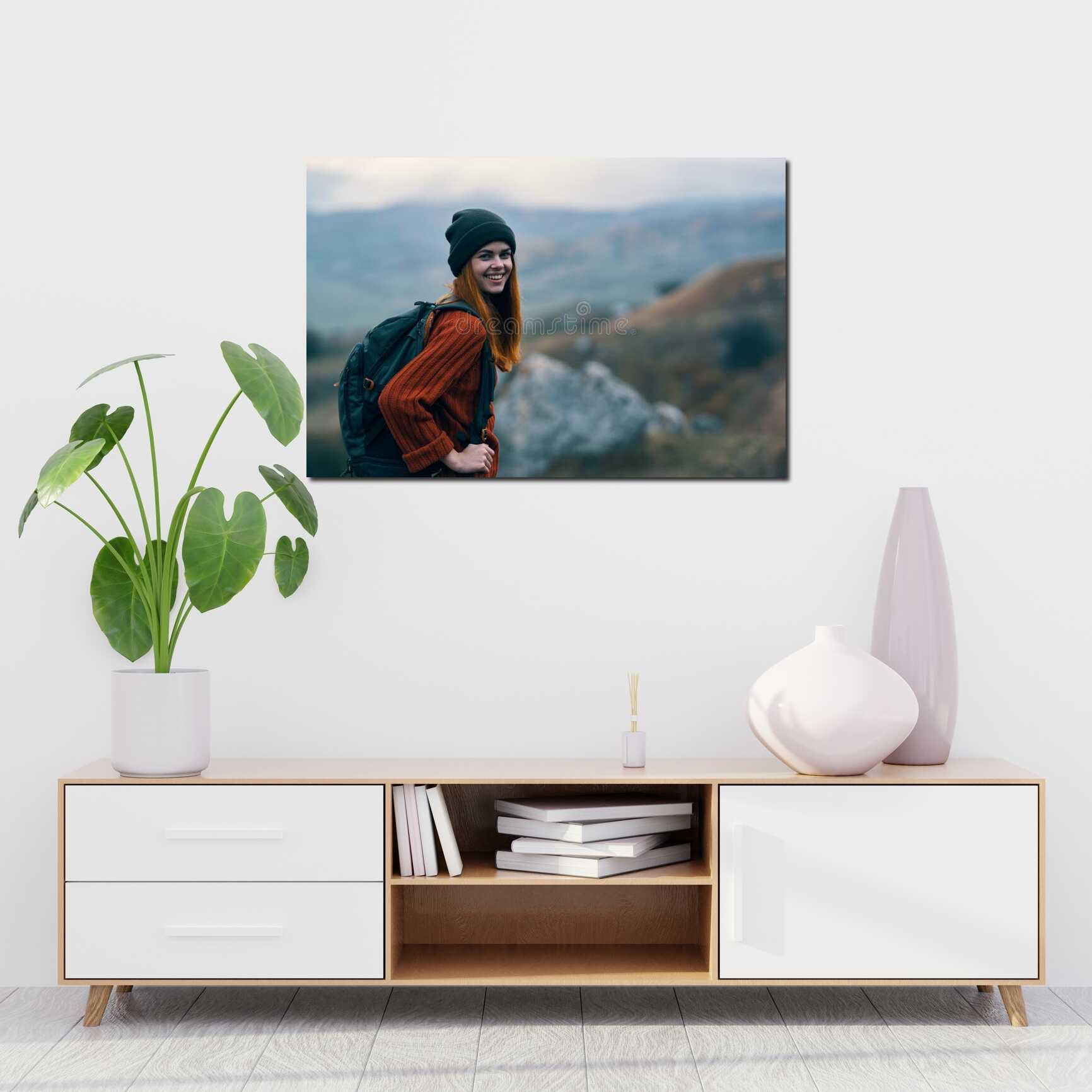 Canvas above sofa for size context