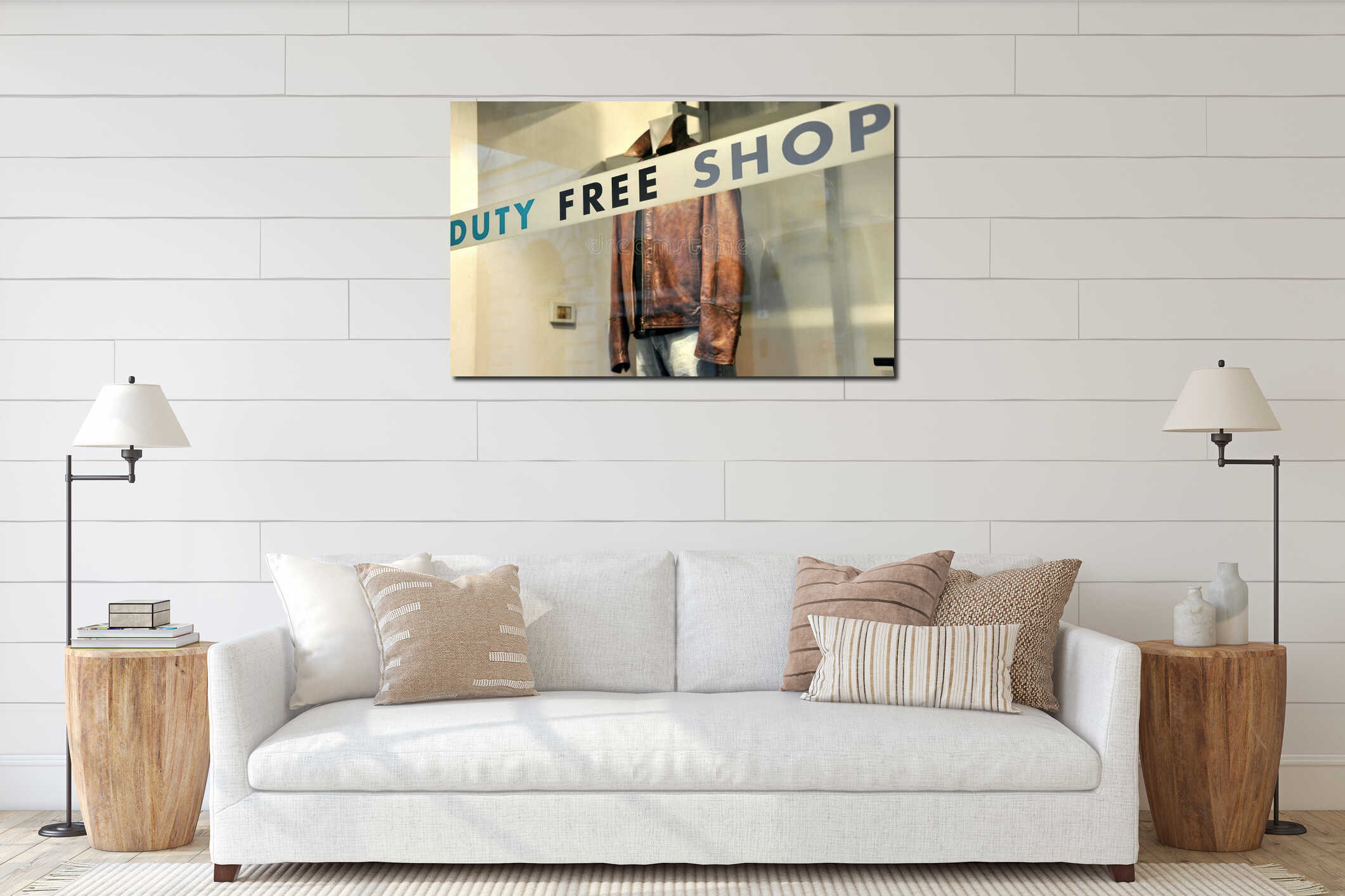 Duty free shop in Italy interior mockup