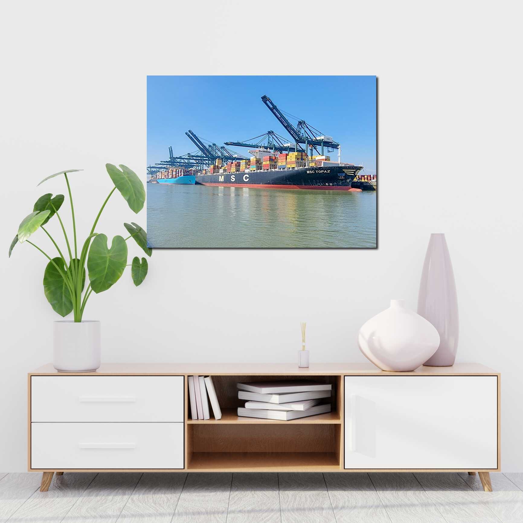 Canvas above sofa for size context