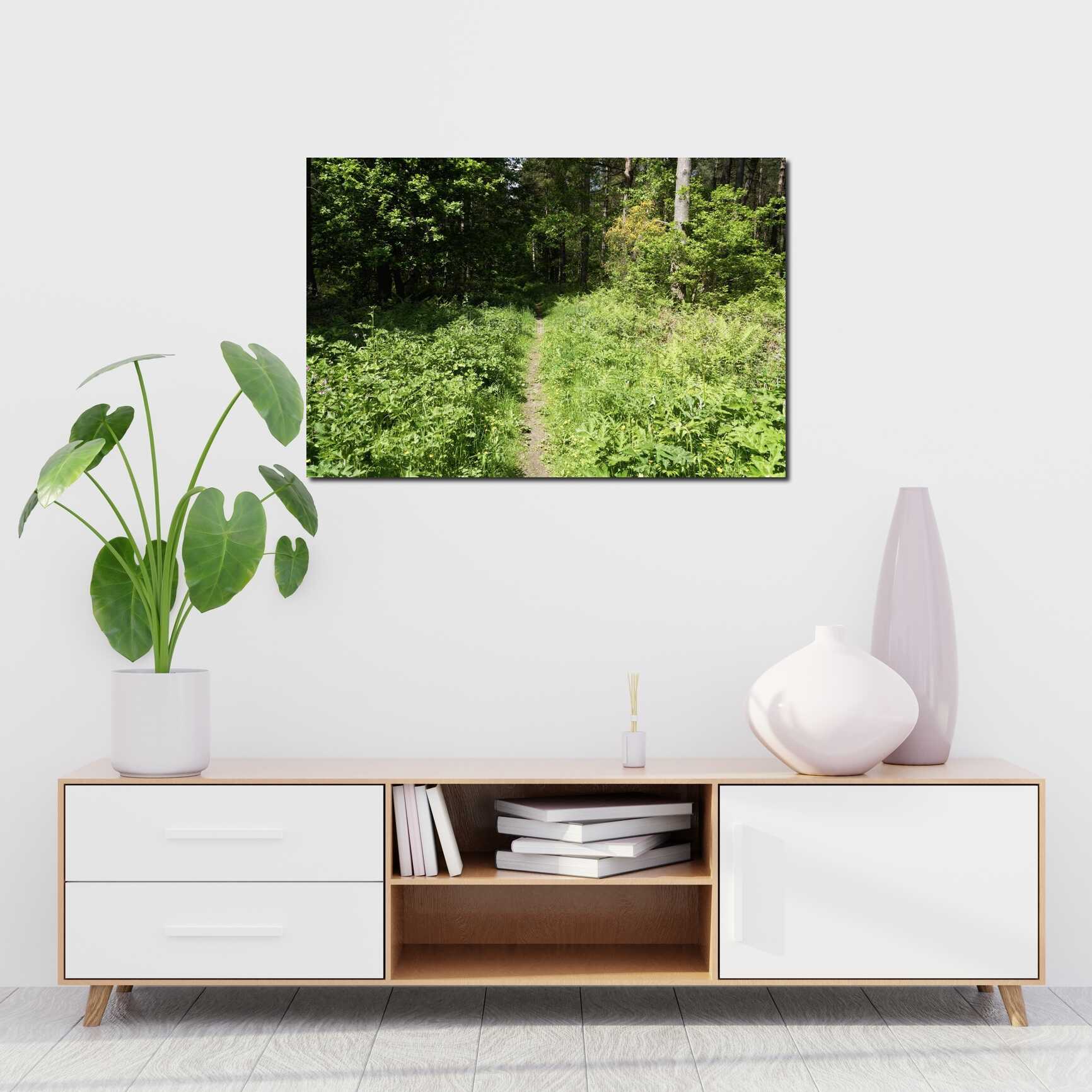 Canvas above sofa for size context