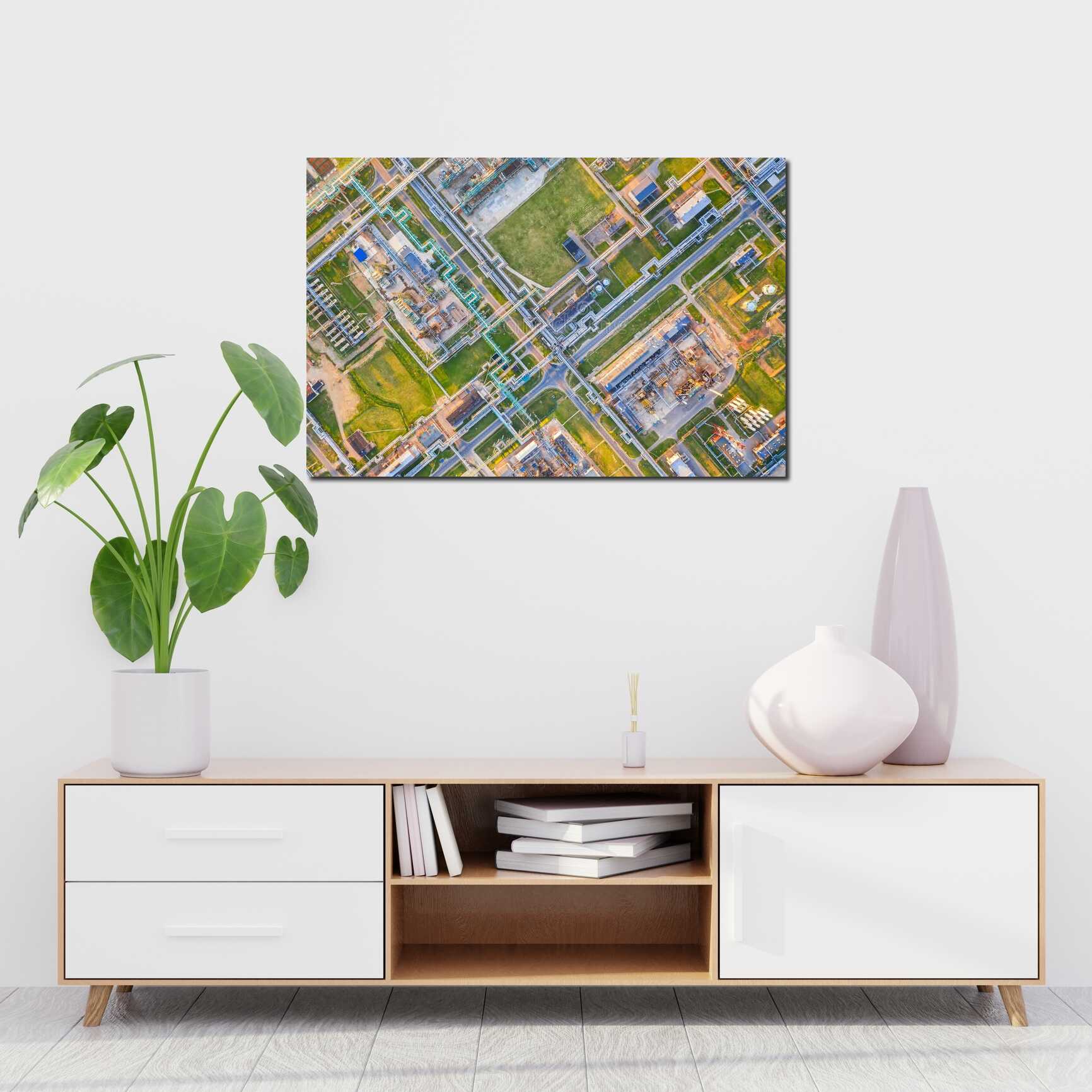 Canvas above sofa for size context