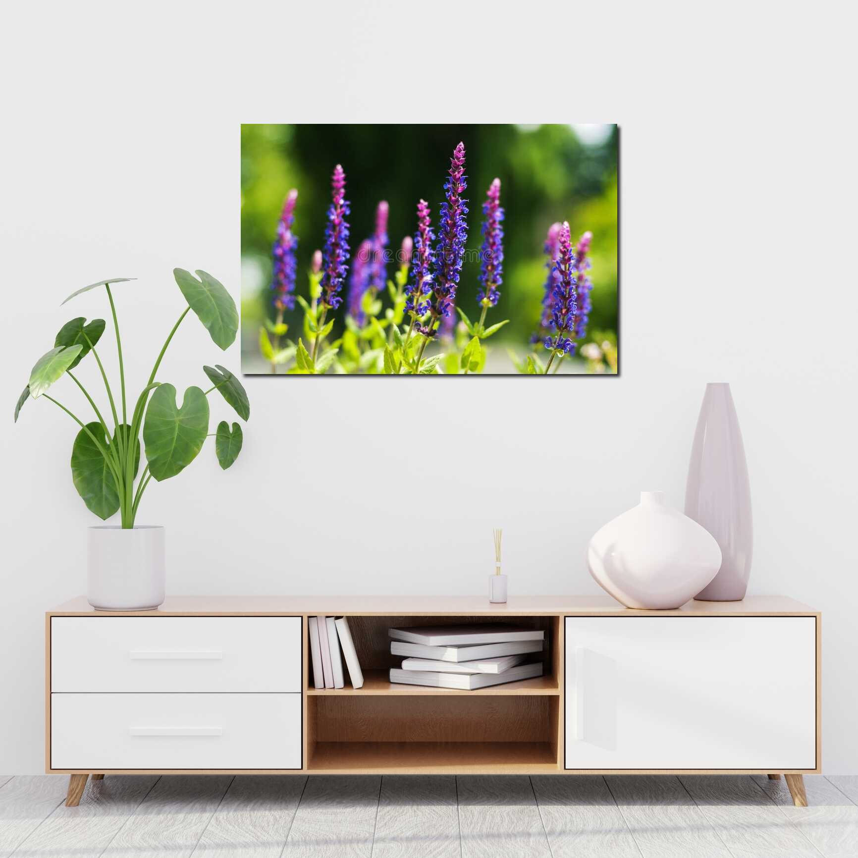 Canvas above sofa for size context