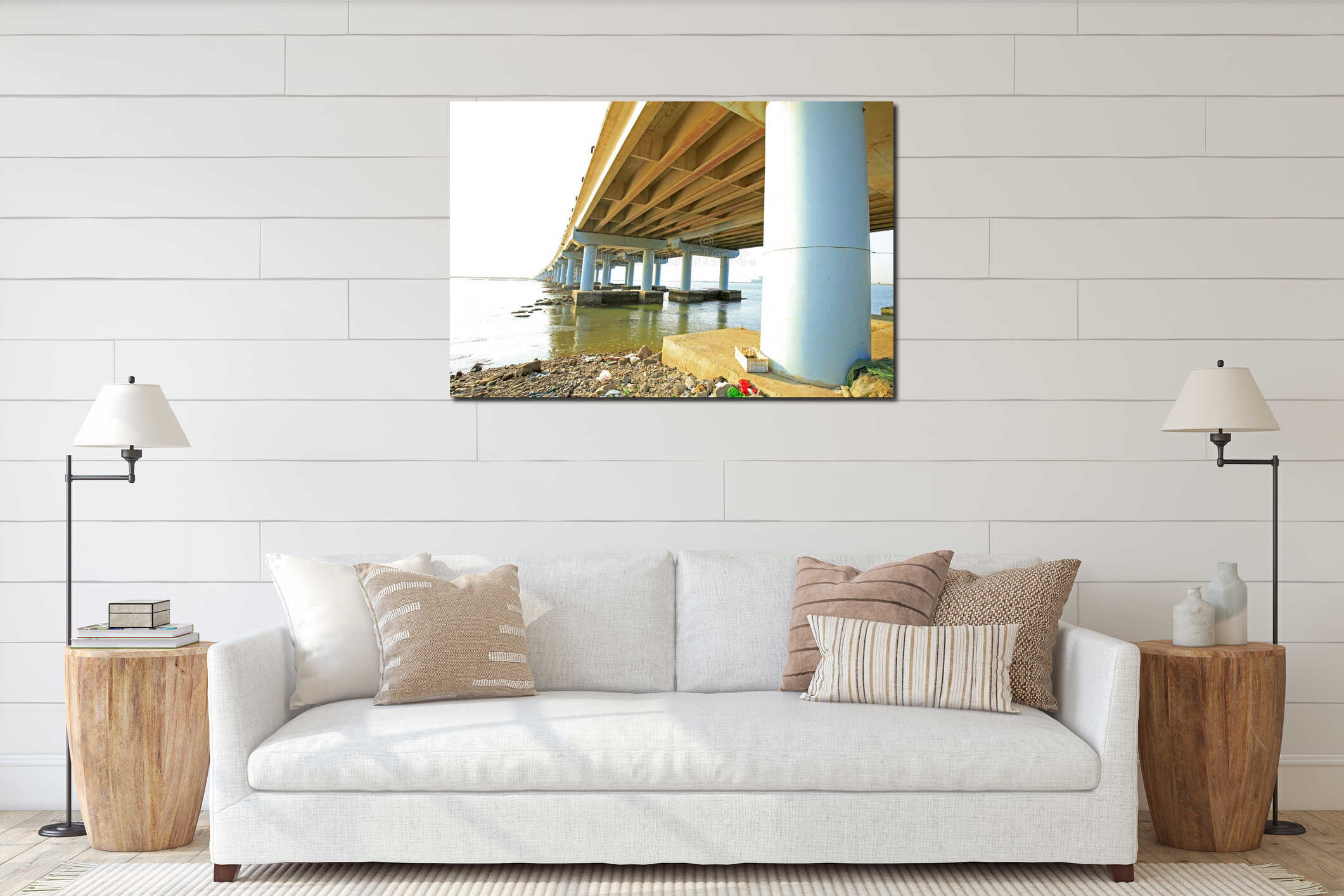 Elevated concrete bridge structure interior mockup