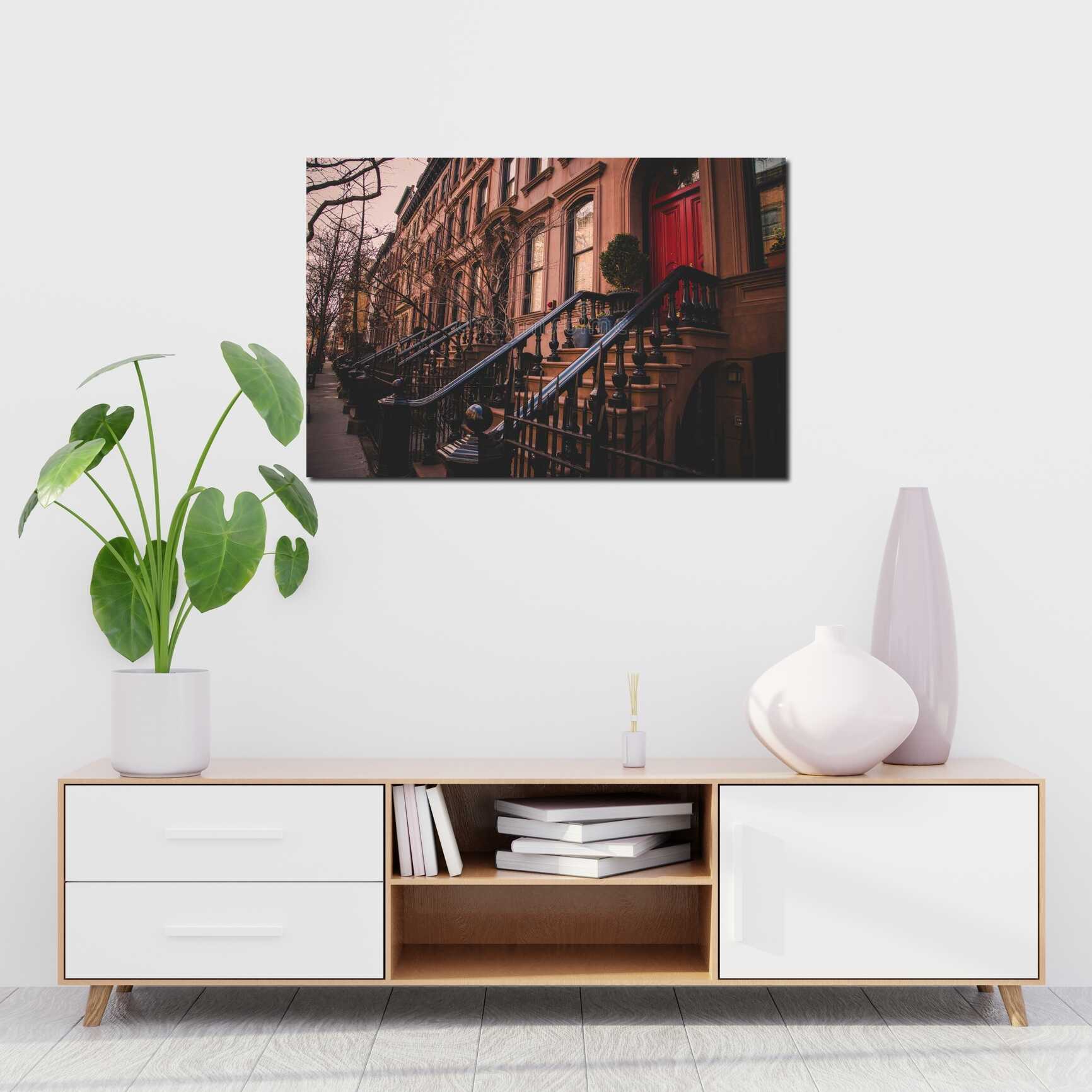 Canvas above sofa for size context