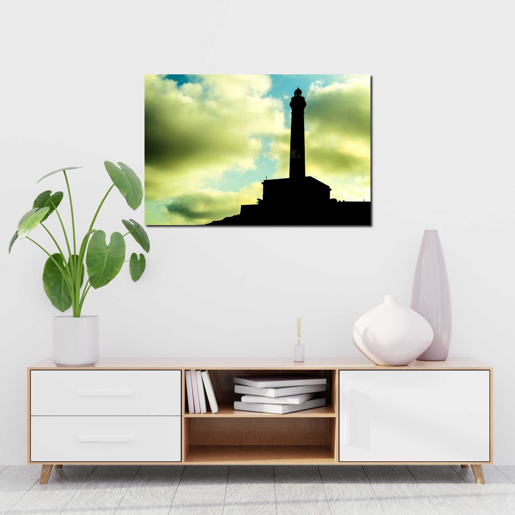 Canvas above sofa for size context