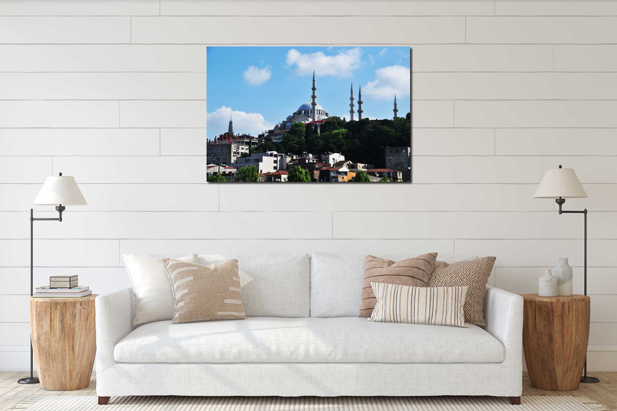 Panorama of Istanbul. View of the Suleymaniye Mosque in Istanbul. interior mockup