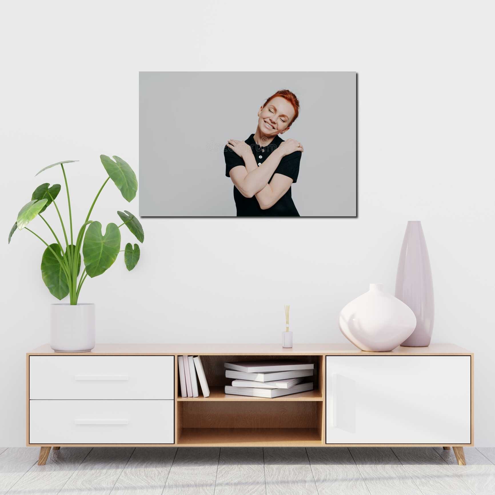 Canvas above sofa for size context