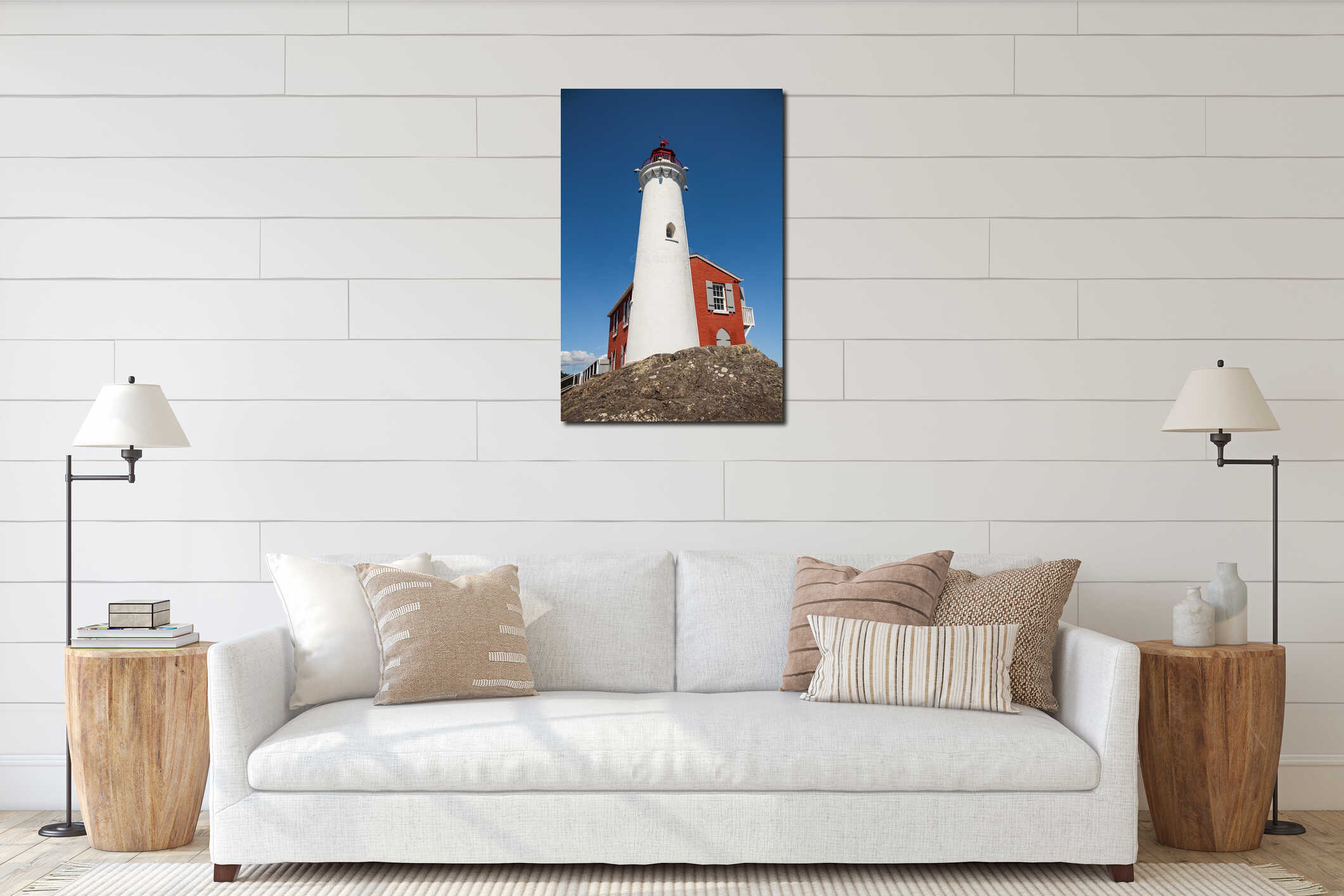 Beautiful Lighthouse. Fisgard Lighthouse in Ford Rodd Hill National Park in Victoria, BC, Canada interior mockup