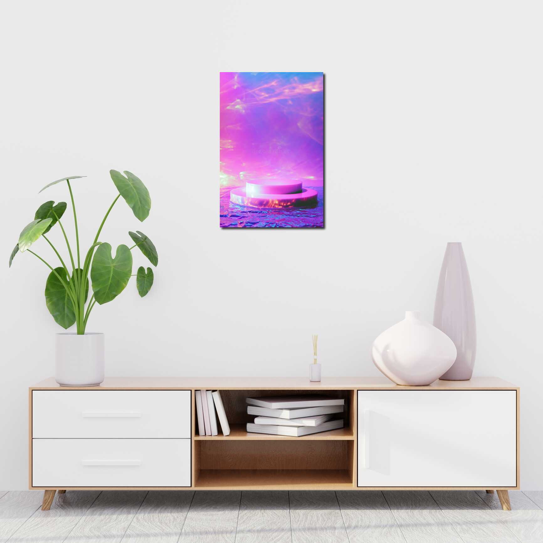 Canvas above sofa for size context