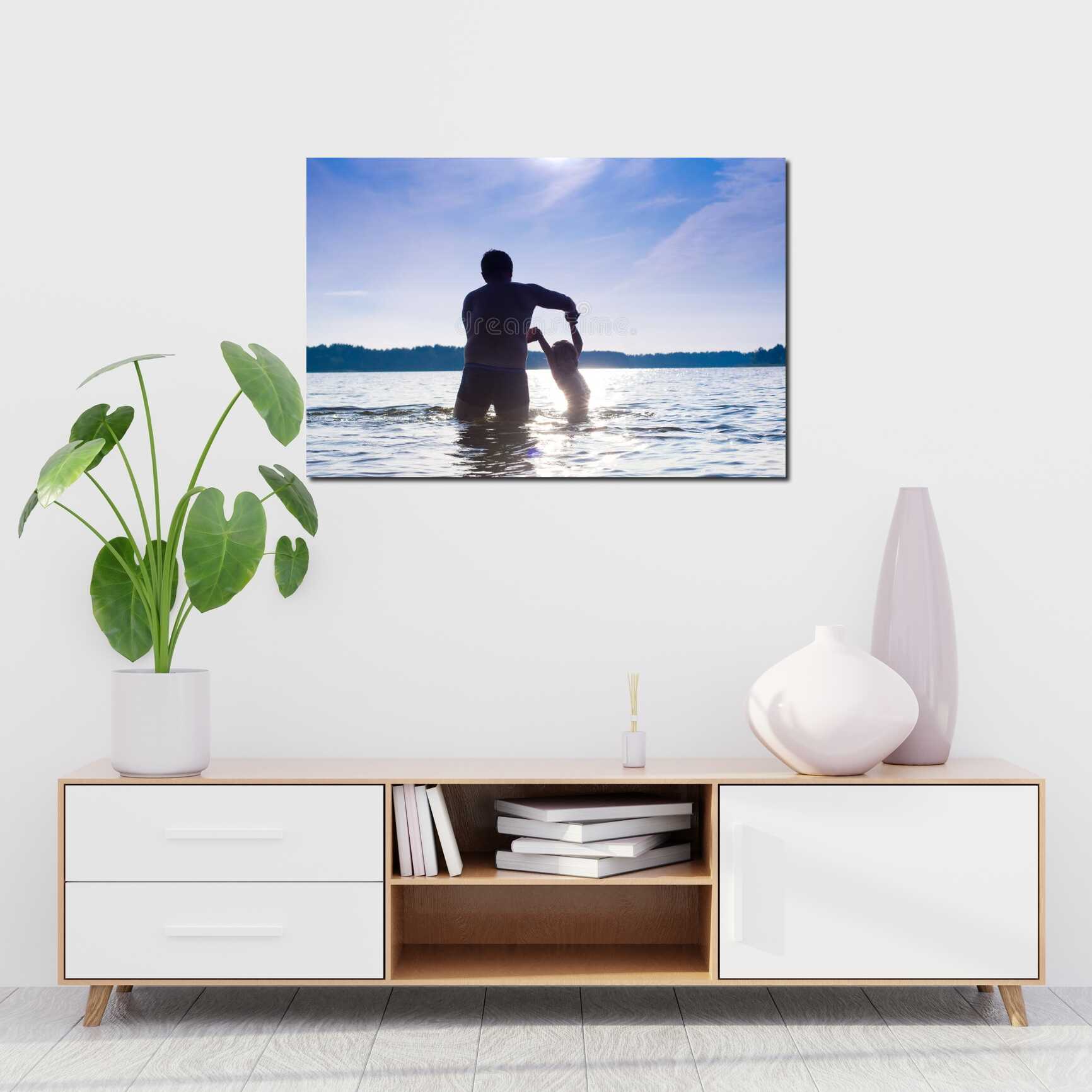 Canvas above sofa for size context